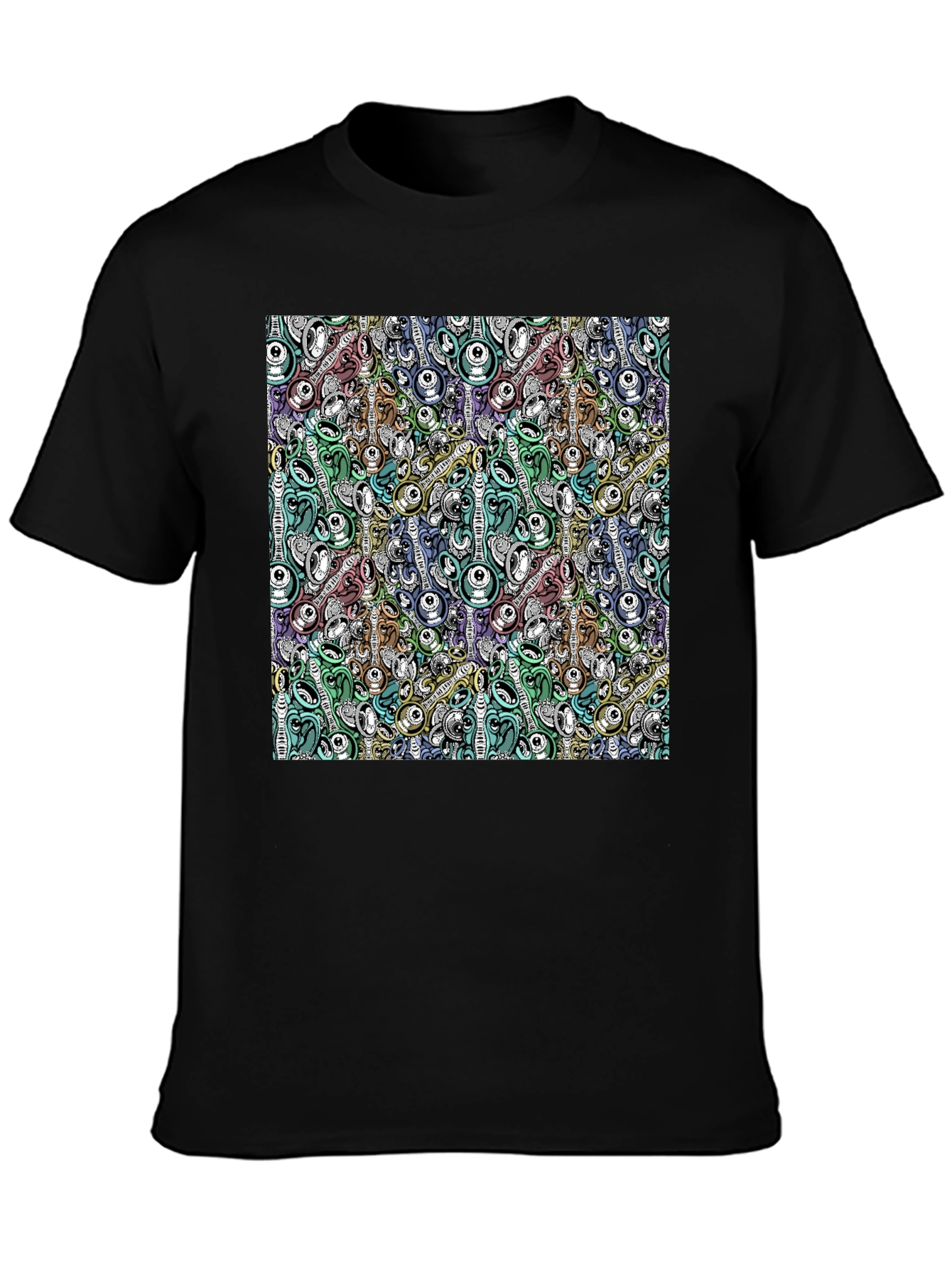Abstract Art Print Black T-Shirt