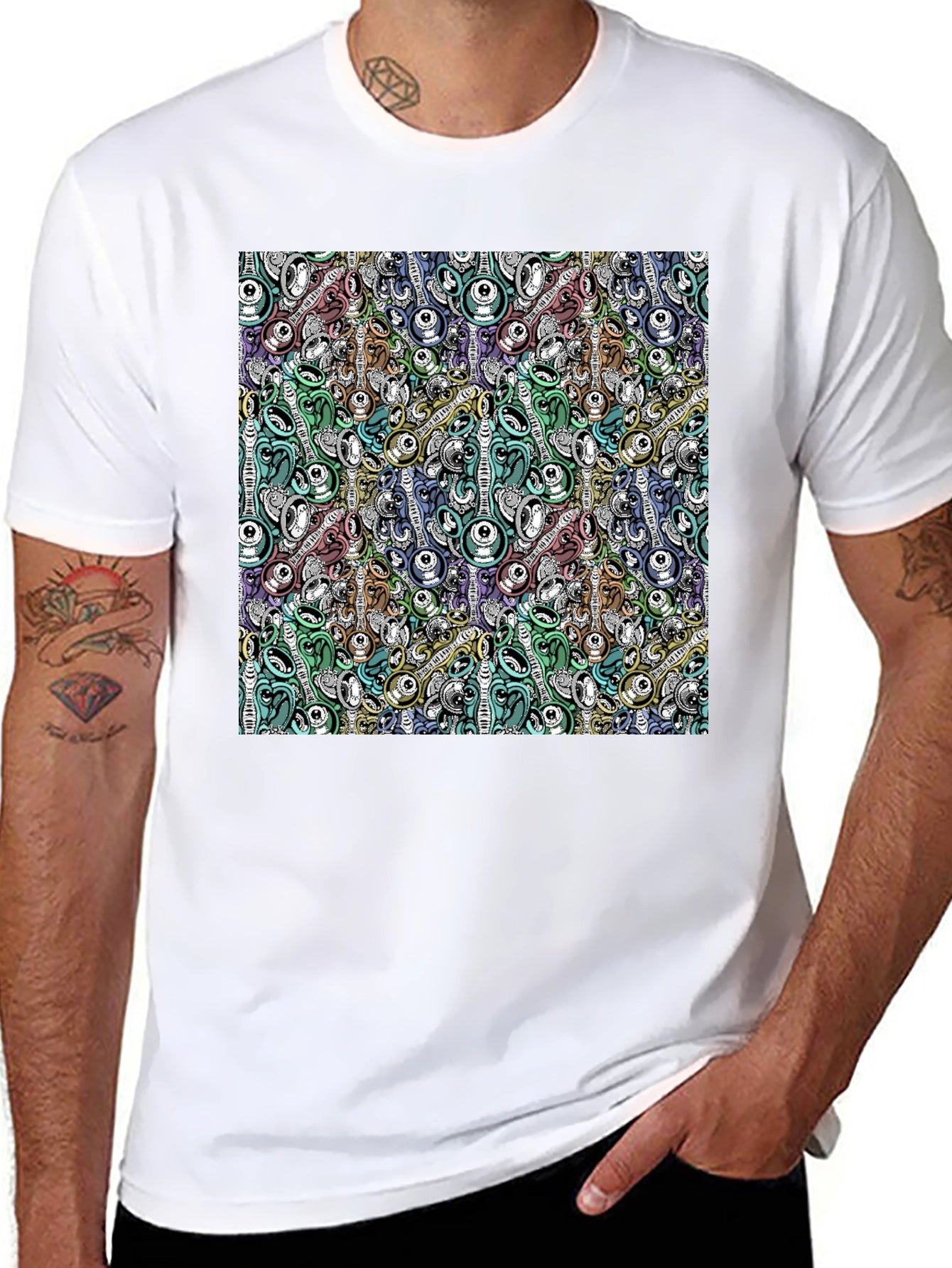 Abstract Art Print Black T-Shirt