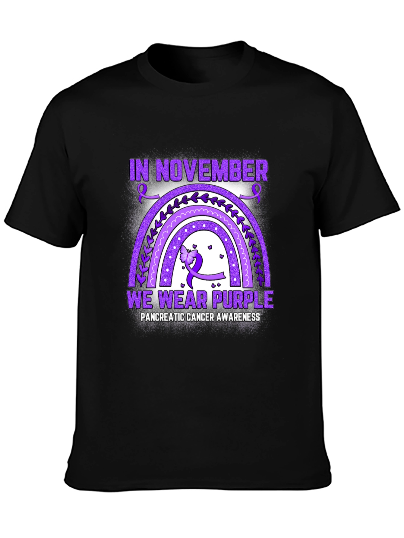 Pancreatic Cancer Awareness Purple Rainbow T-Shirt