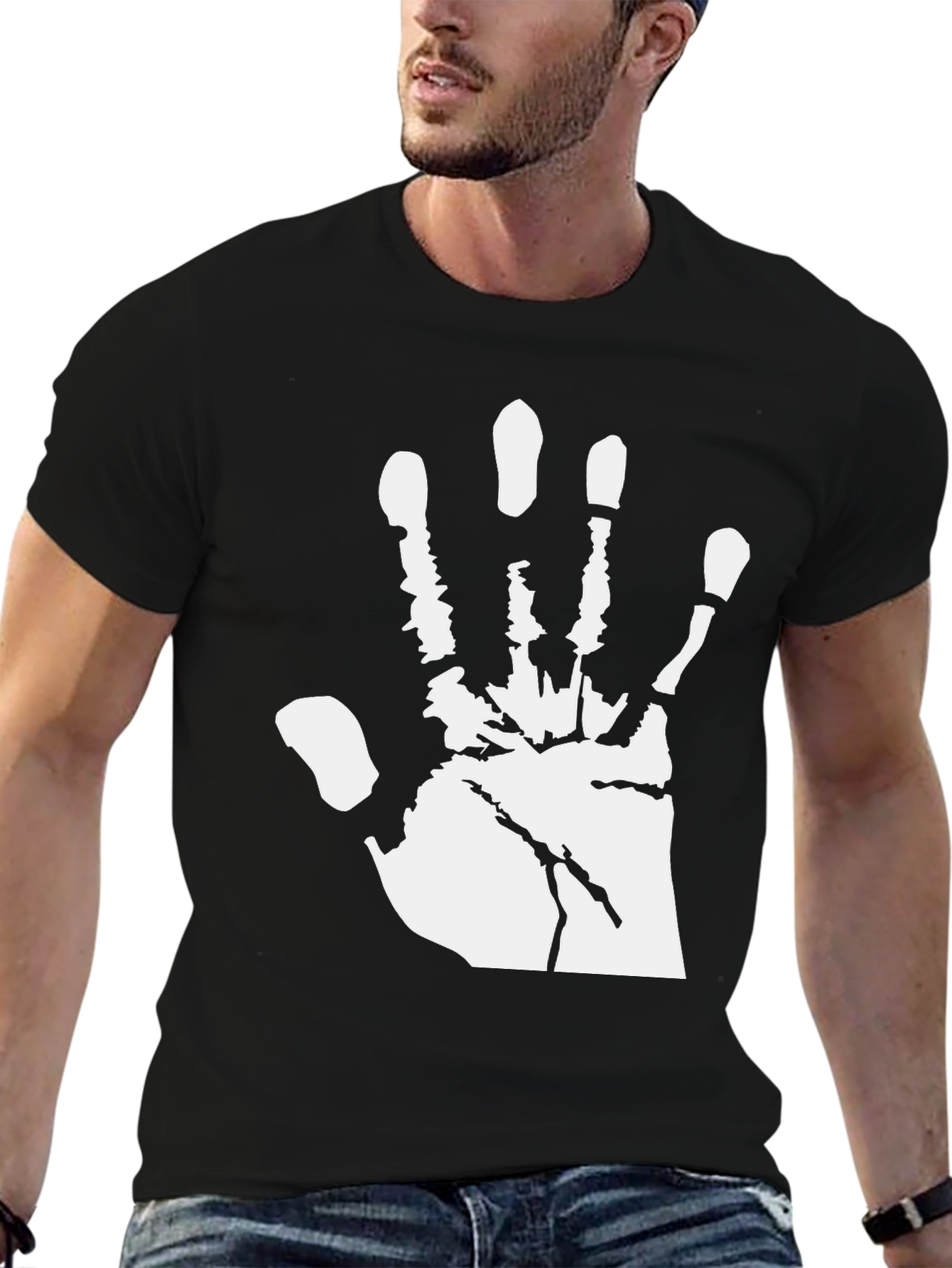 Handprint Graphic T-Shirt - Black Cotton Tee