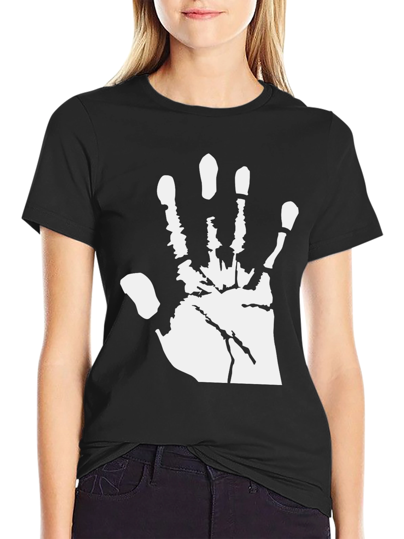 Handprint Graphic T-Shirt - Black Cotton Tee