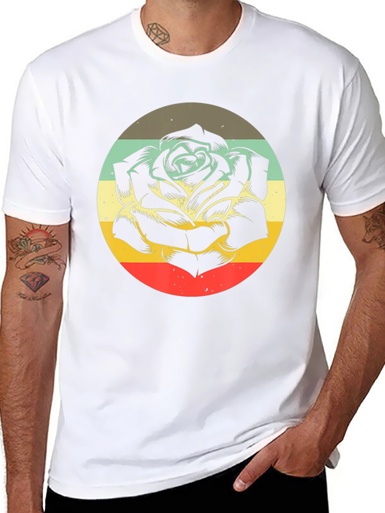 Retro Rose Graphic T-Shirt - Black
