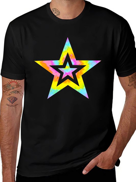 Tie Dye Star Graphic Black T-Shirt