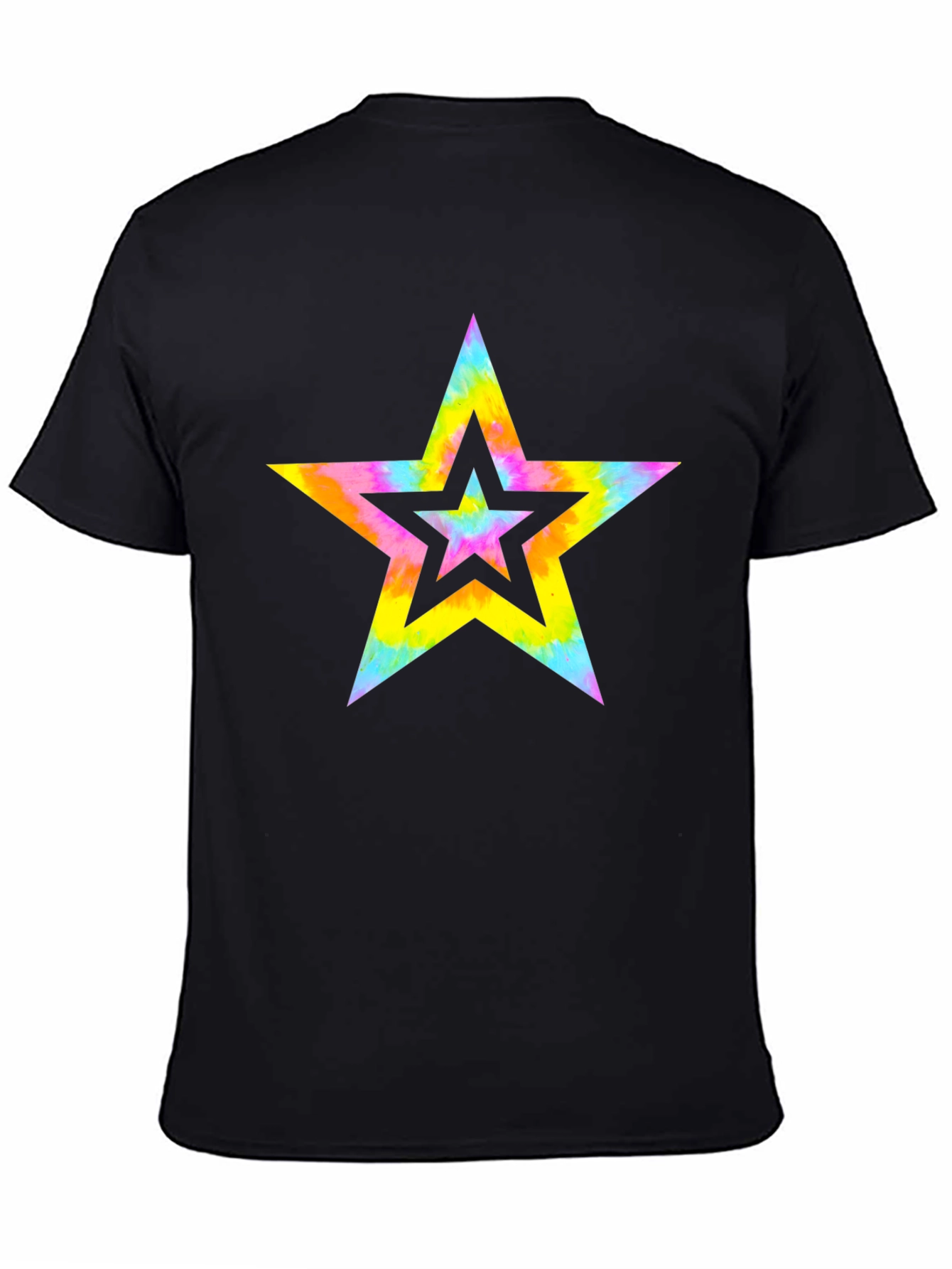 Tie Dye Star Graphic Black T-Shirt