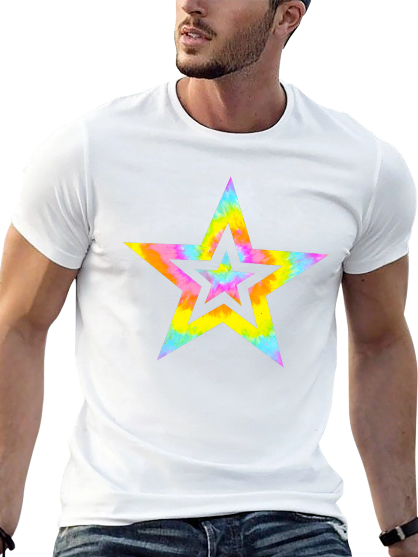 Tie Dye Star Graphic Black T-Shirt