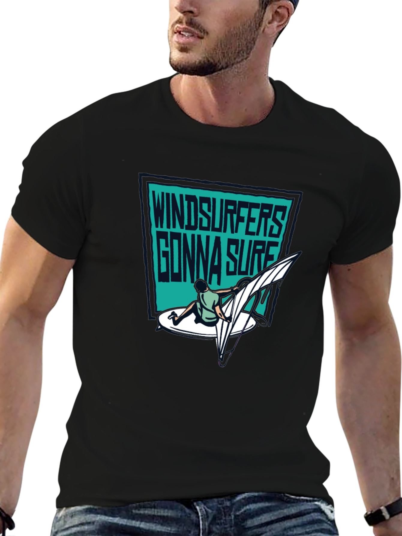Windsurfers Gonna Surf T-Shirt - Black