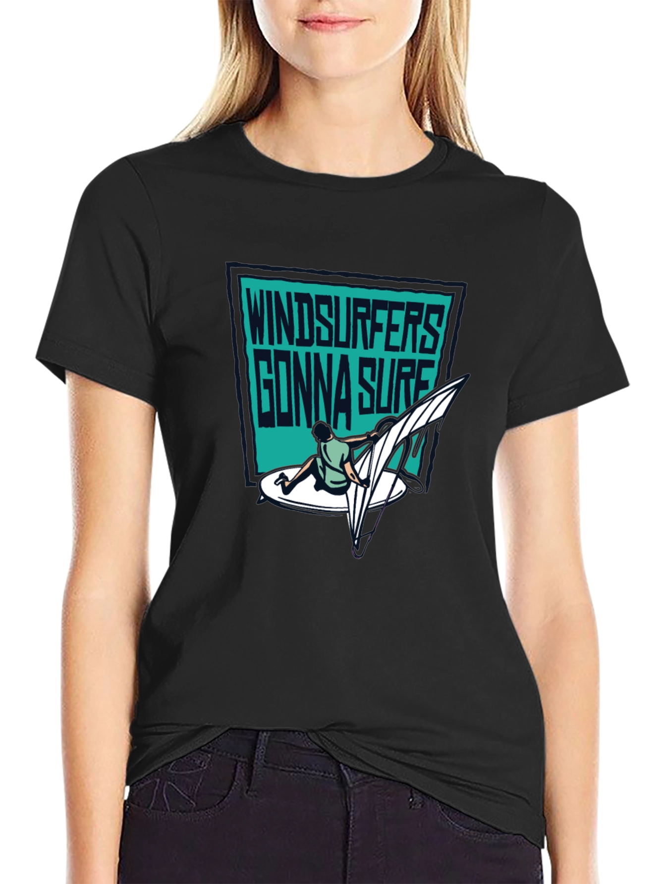 Windsurfers Gonna Surf T-Shirt - Black