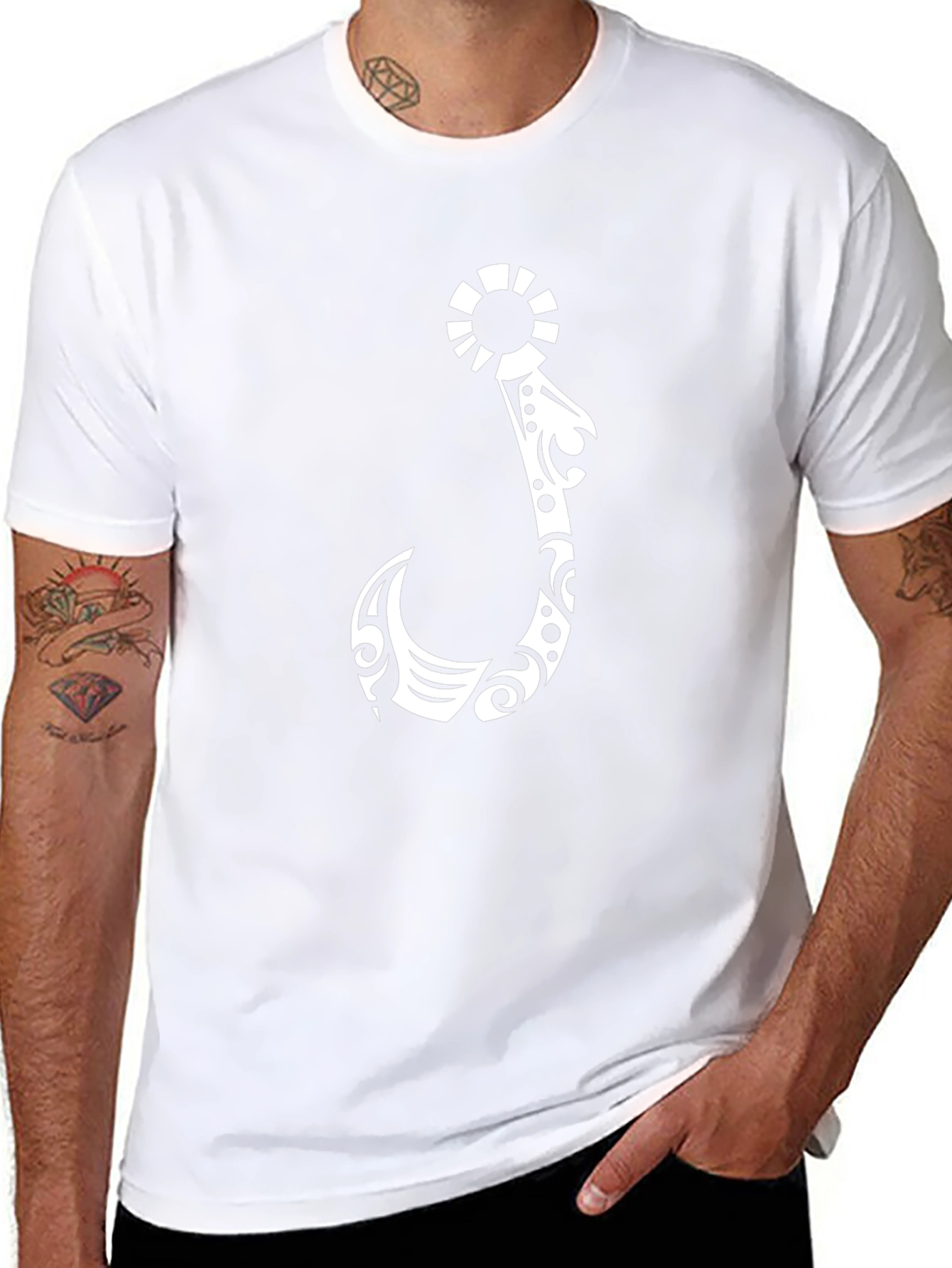 Tribal Hook Graphic T-Shirt - Black