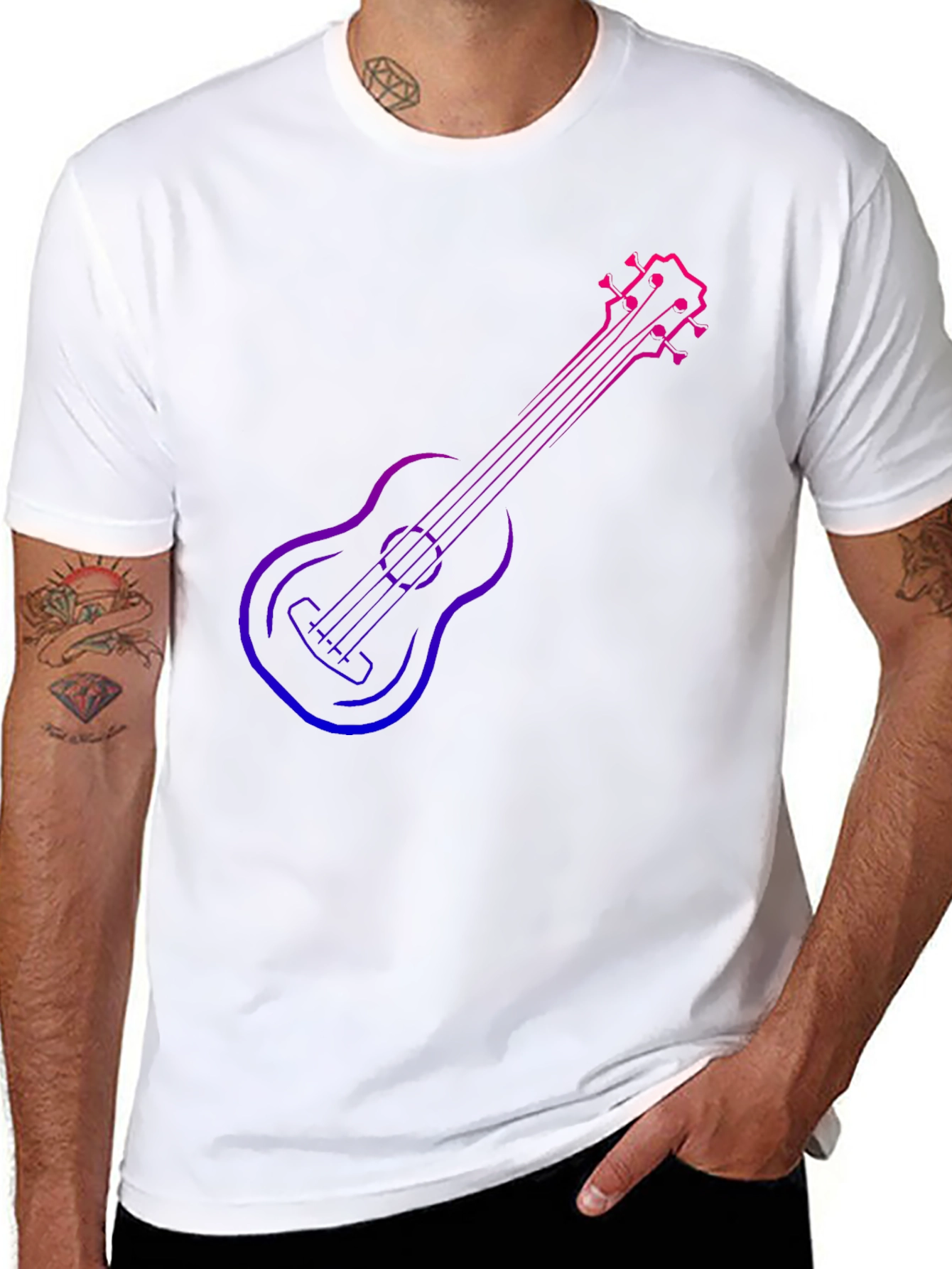 Gradient Ukulele Graphic T-Shirt - Black