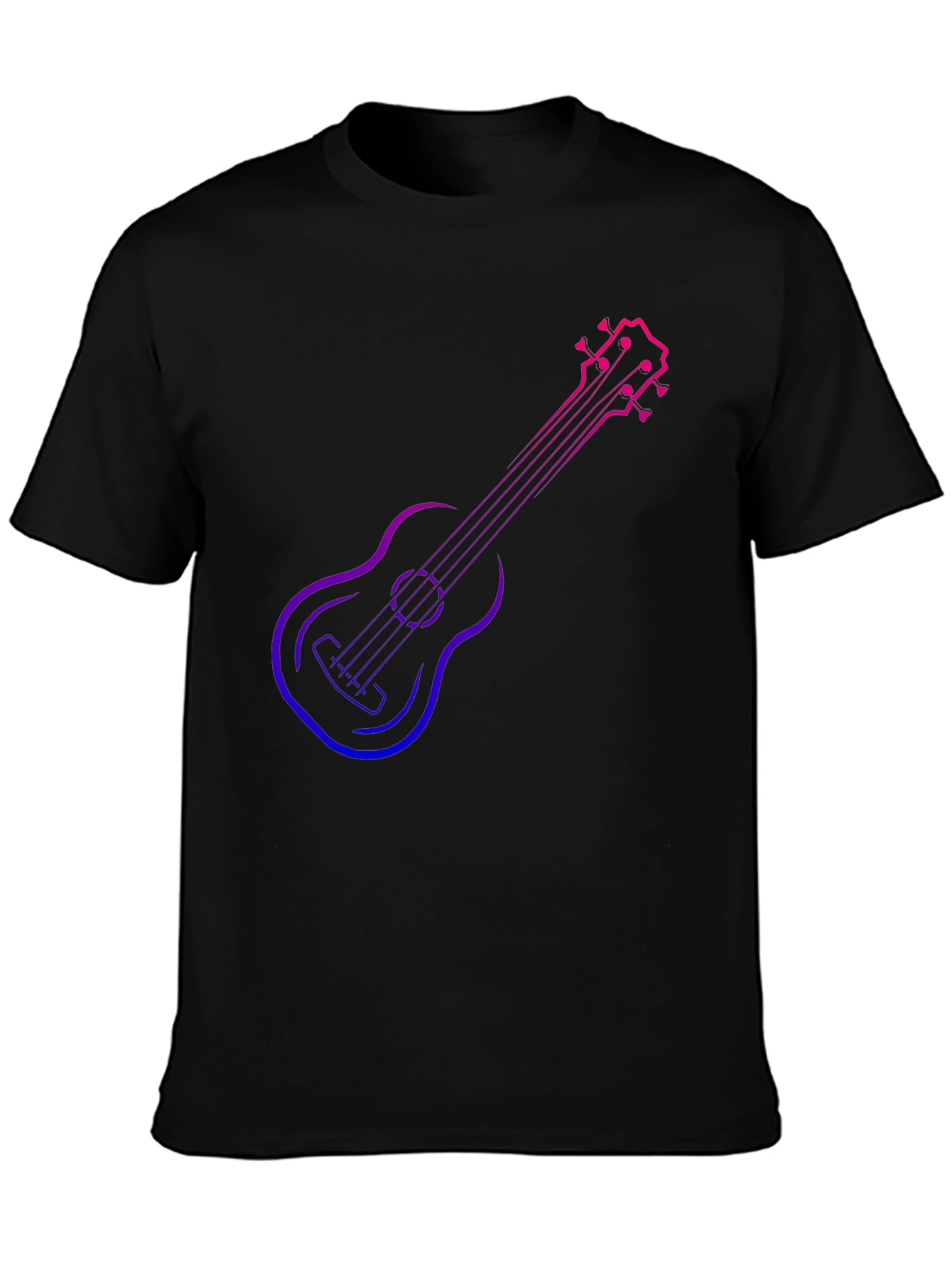Gradient Ukulele Graphic T-Shirt - Black