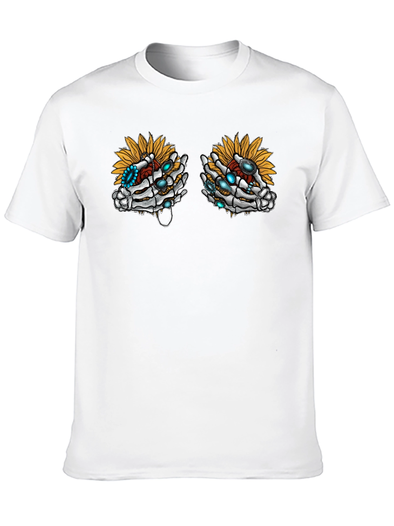 Skeleton Hand Sunflower Graphic Tee