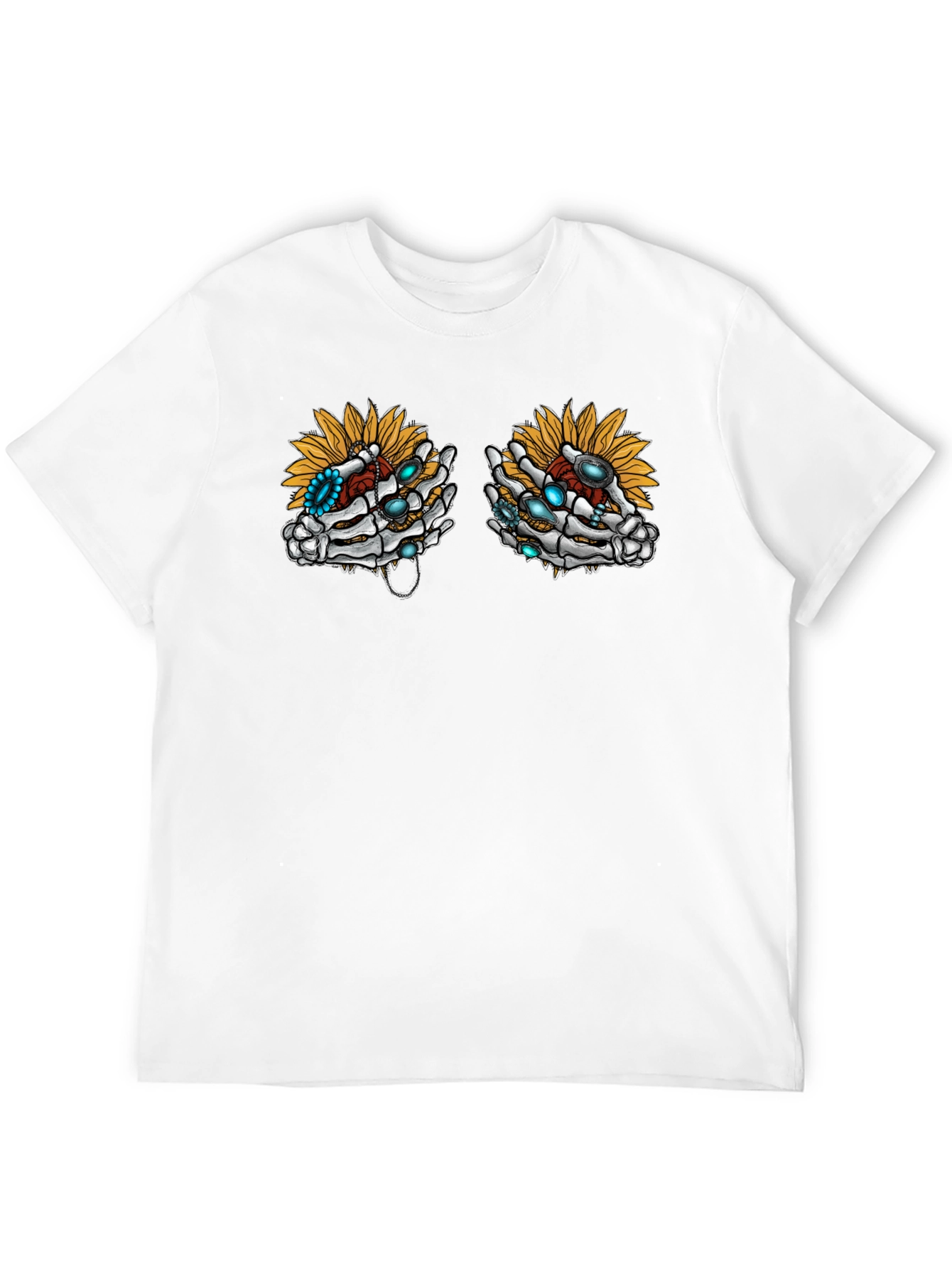 Skeleton Hand Sunflower Graphic Tee