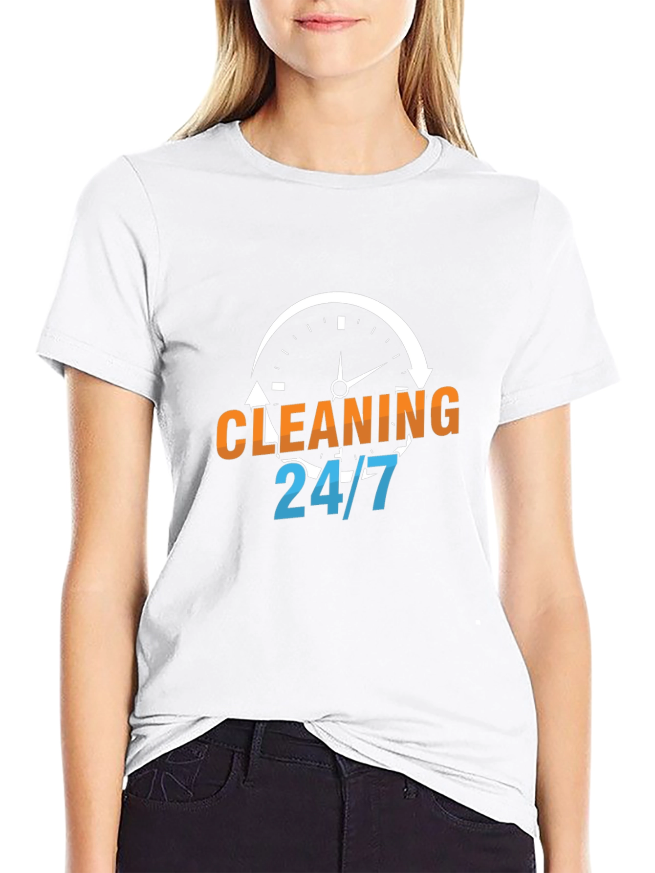 Cleaning 24/7 Graphic Tee - Black Cotton T-Shirt