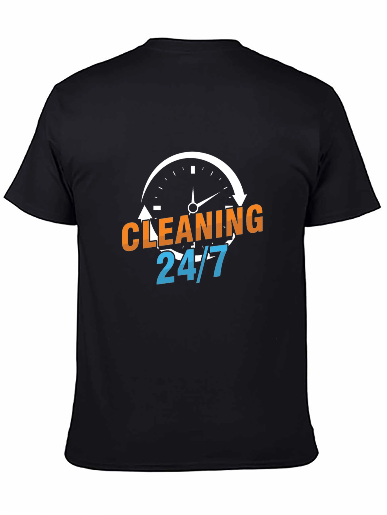 Cleaning 24/7 Graphic Tee - Black Cotton T-Shirt
