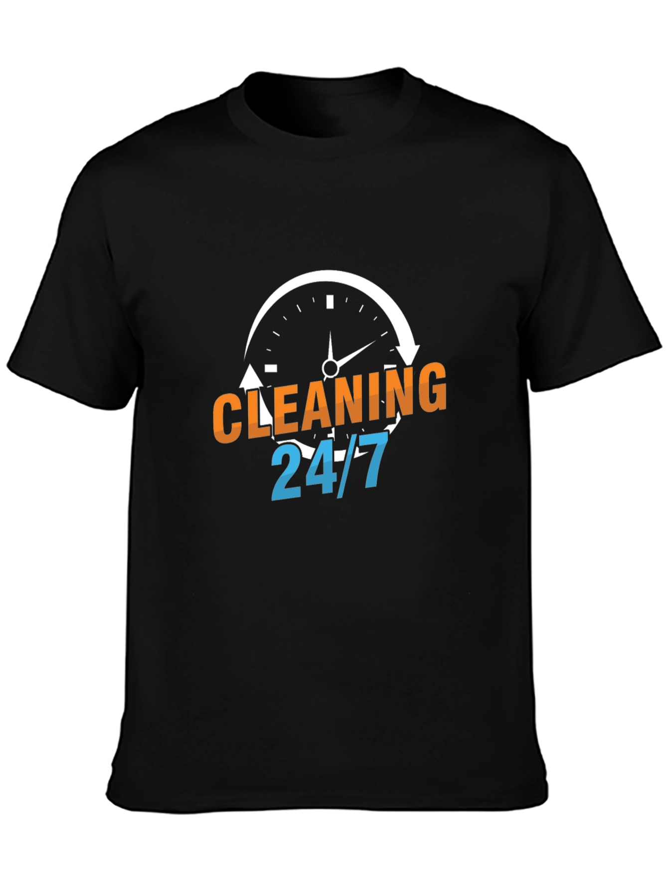Cleaning 24/7 Graphic Tee - Black Cotton T-Shirt
