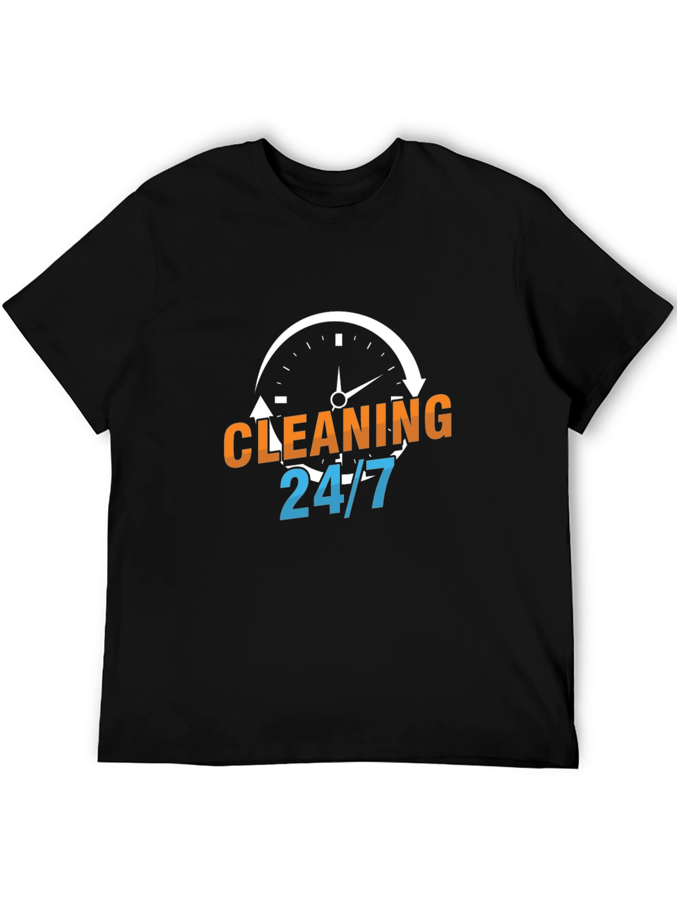 Cleaning 24/7 Graphic Tee - Black Cotton T-Shirt