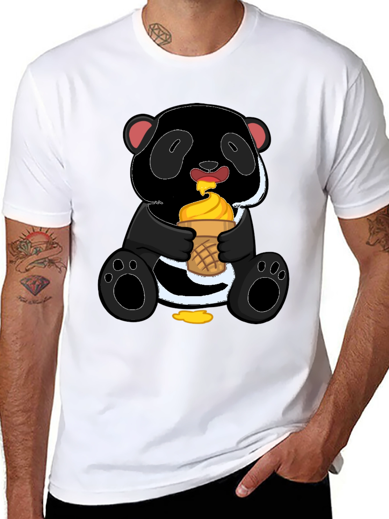 Panda Eating Ice Cream Graphic Tee