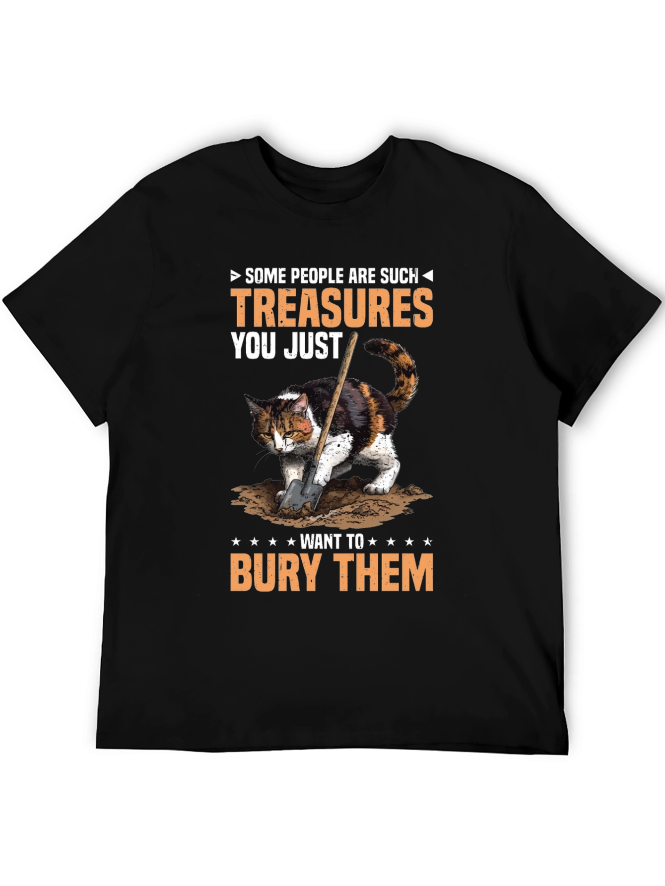 Humorous Cat T-Shirt: Bury the Treasures!