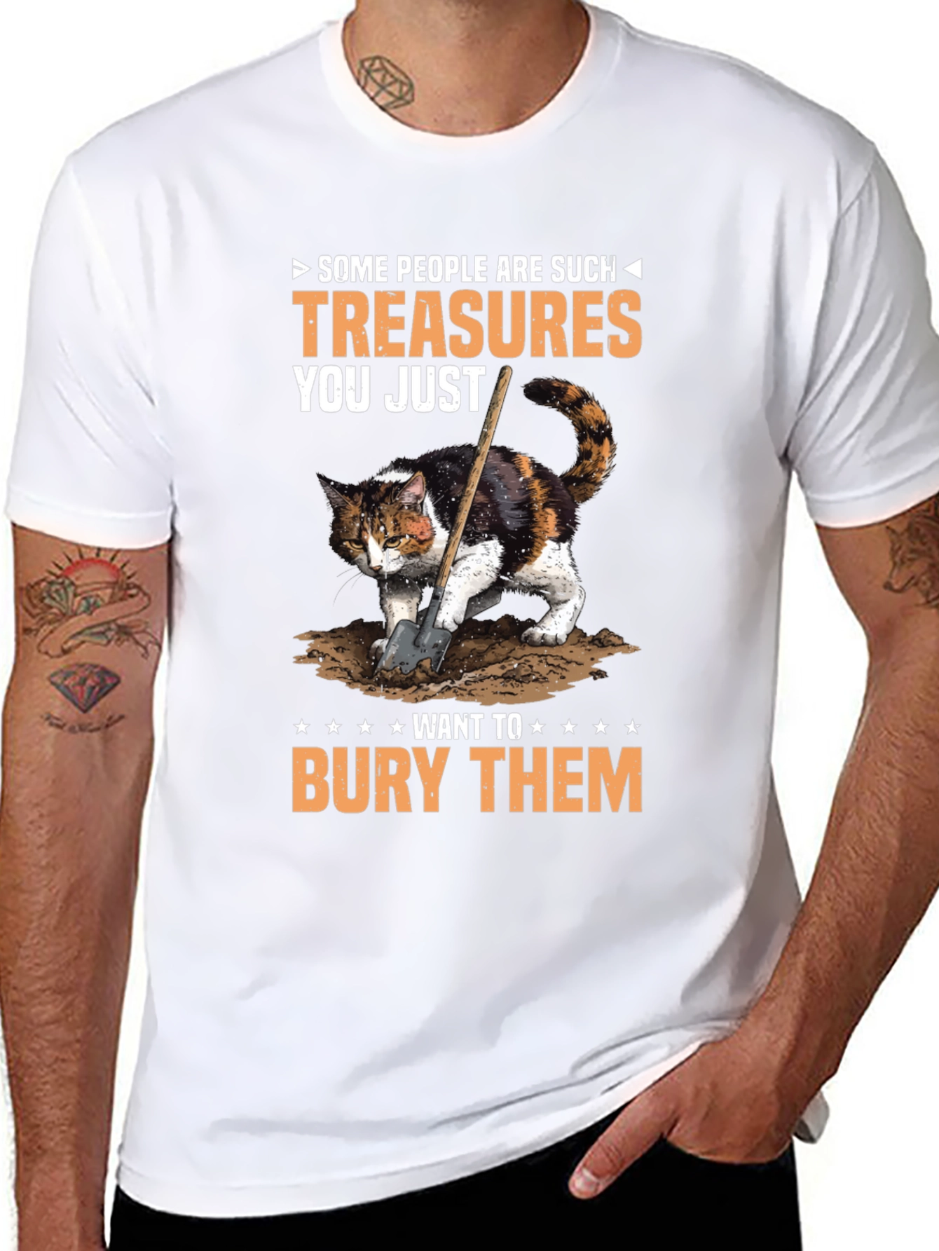 Humorous Cat T-Shirt: Bury the Treasures!