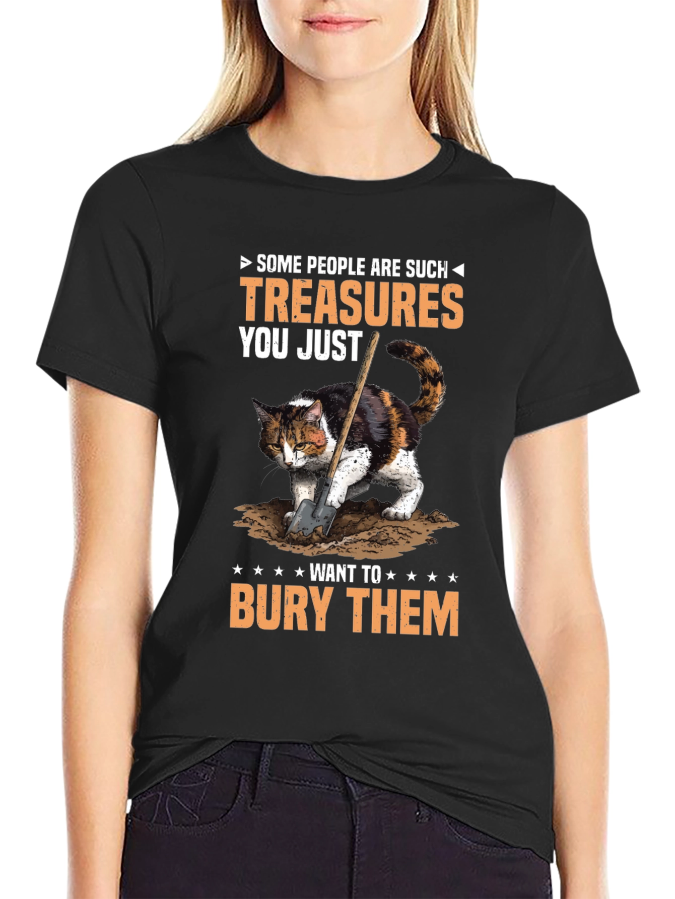 Humorous Cat T-Shirt: Bury the Treasures!