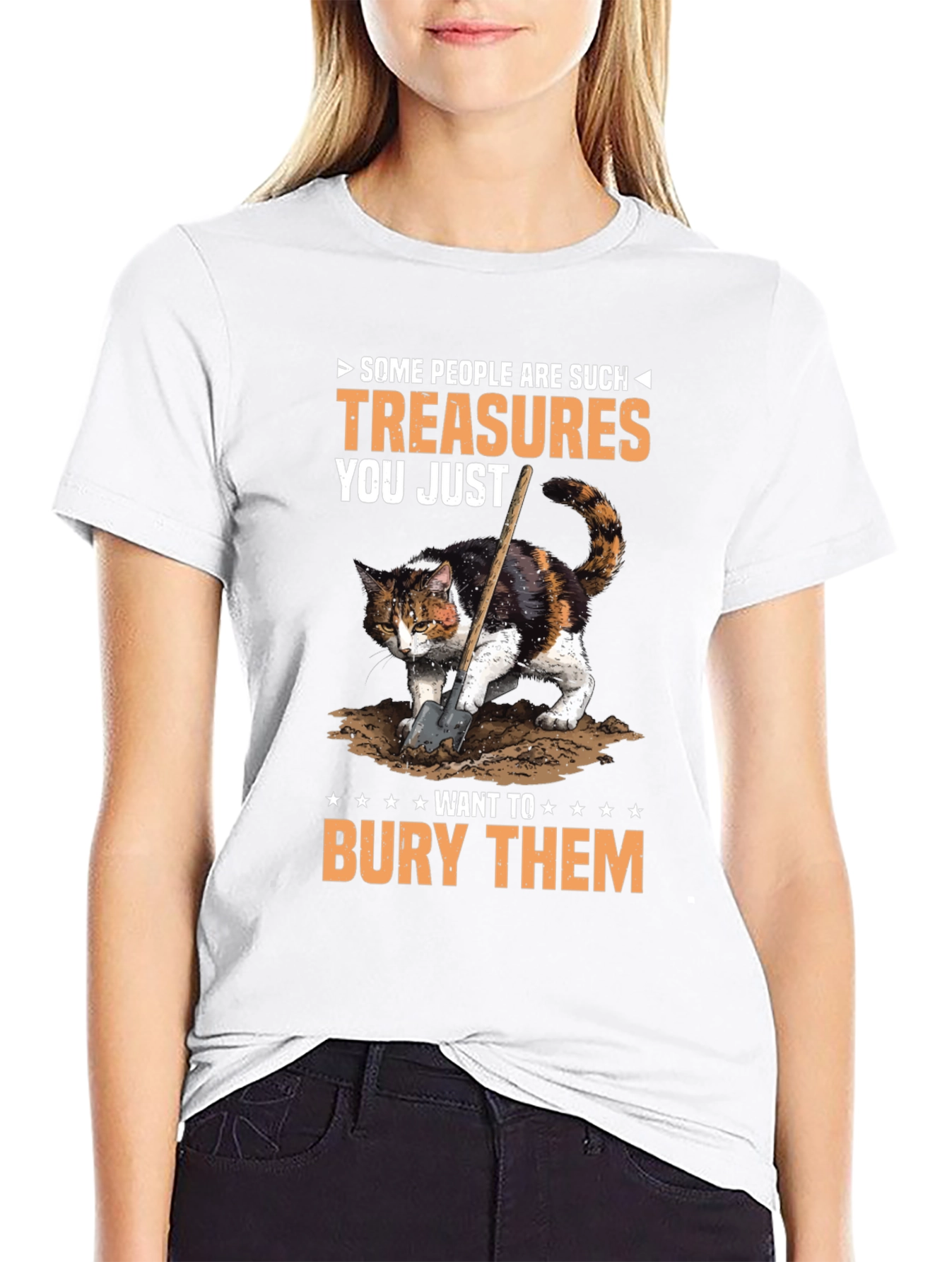 Humorous Cat T-Shirt: Bury the Treasures!