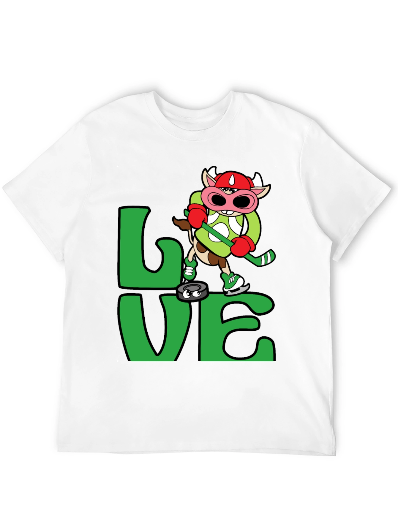 Love Hockey Cow T-Shirt Black