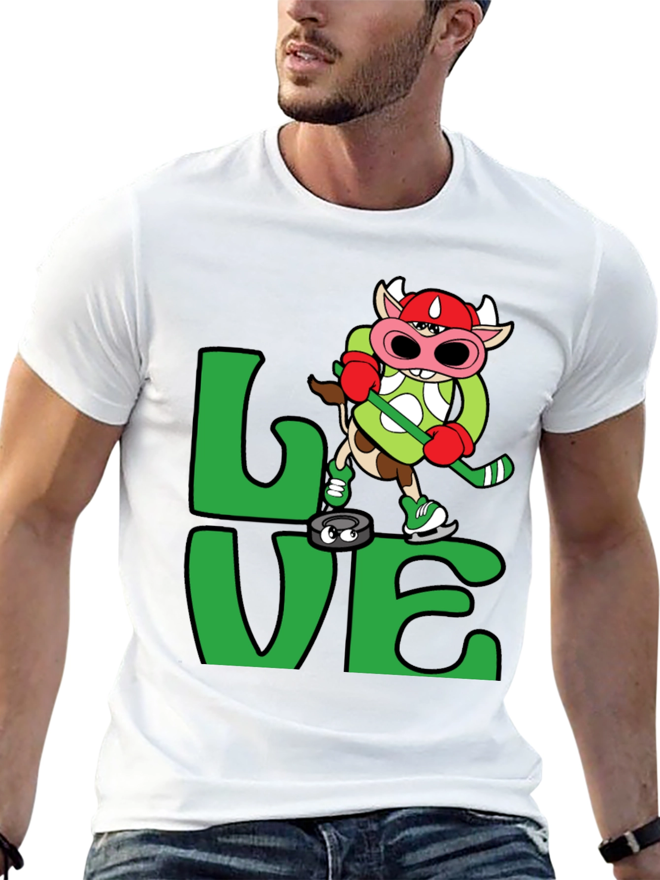 Love Hockey Cow T-Shirt Black