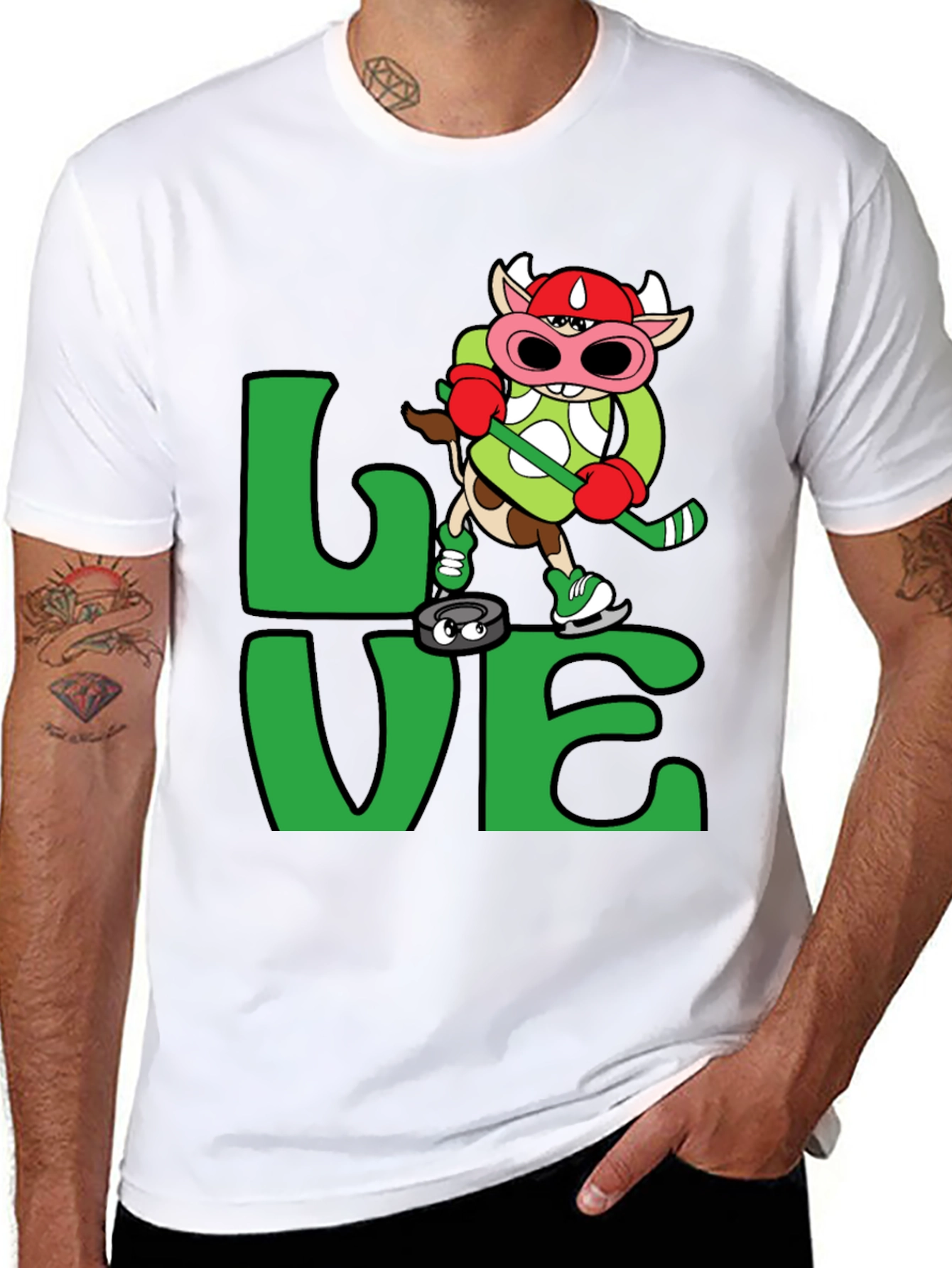 Love Hockey Cow T-Shirt Black