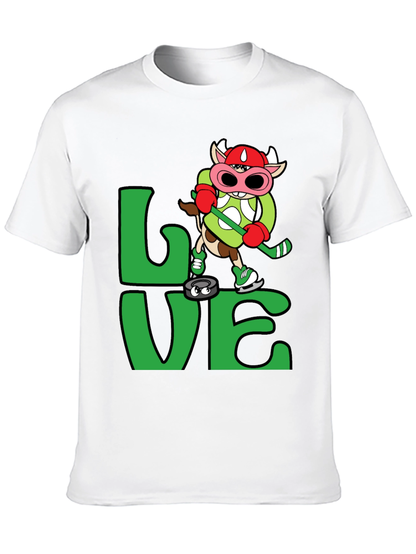 Love Hockey Cow T-Shirt Black