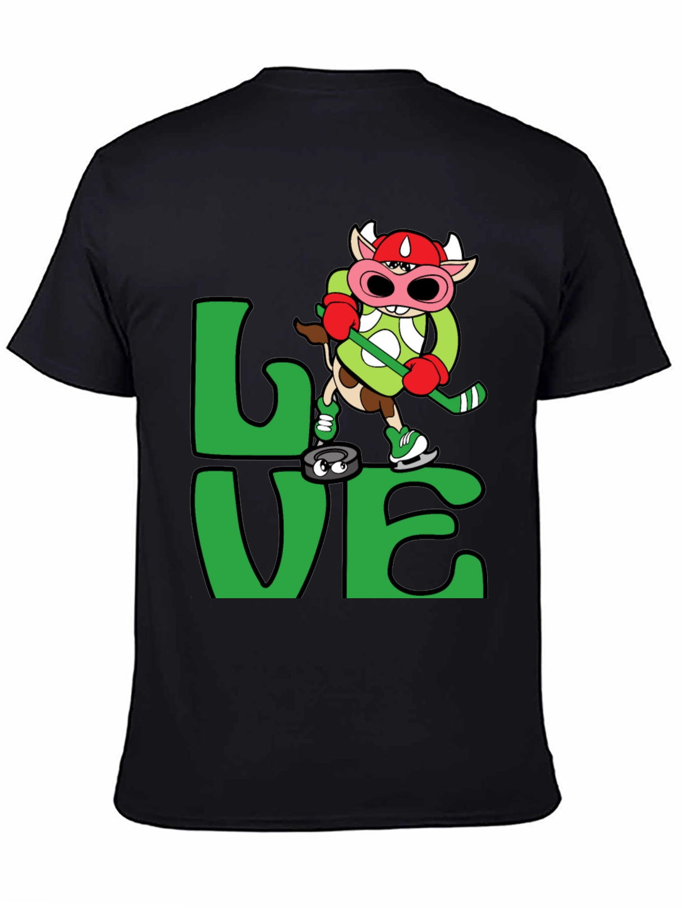 Love Hockey Cow T-Shirt Black