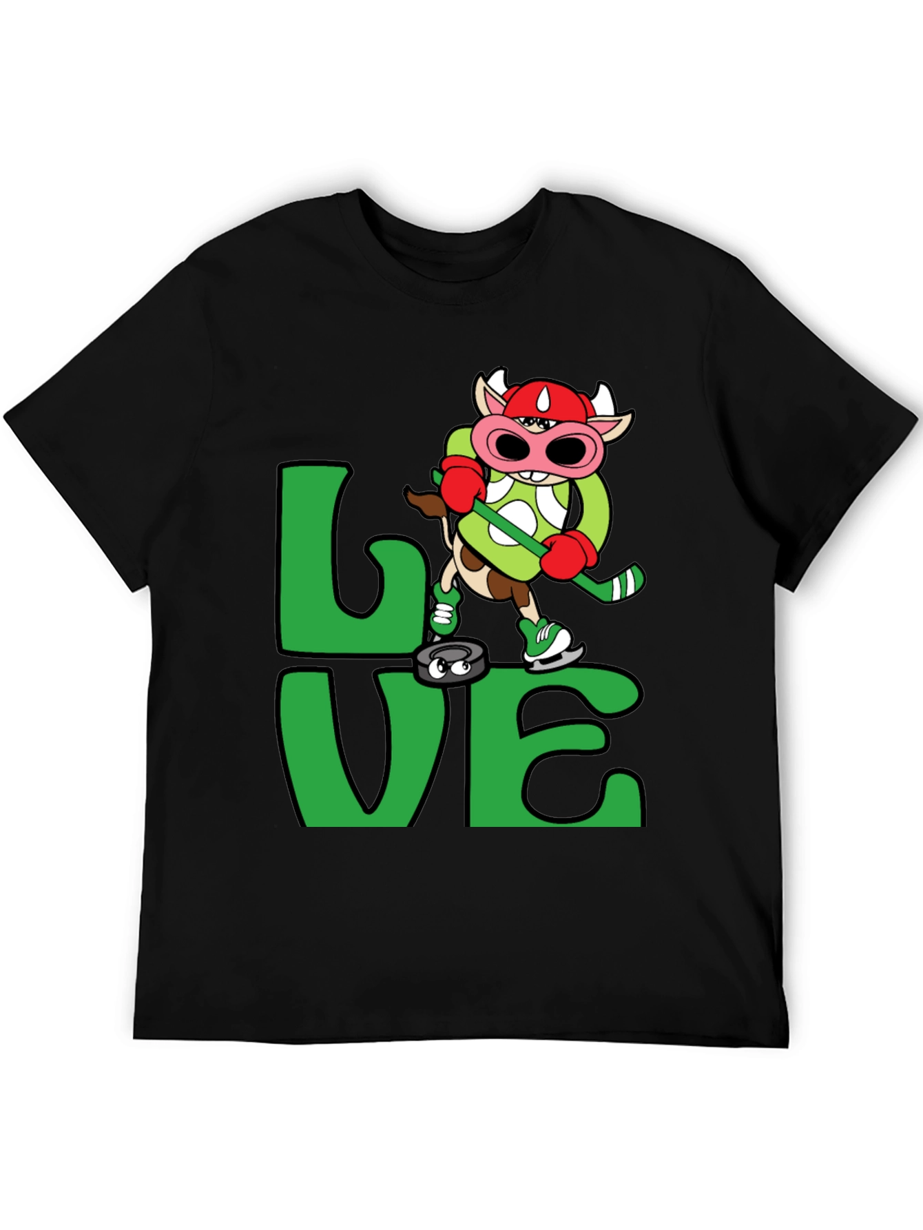 Love Hockey Cow T-Shirt Black