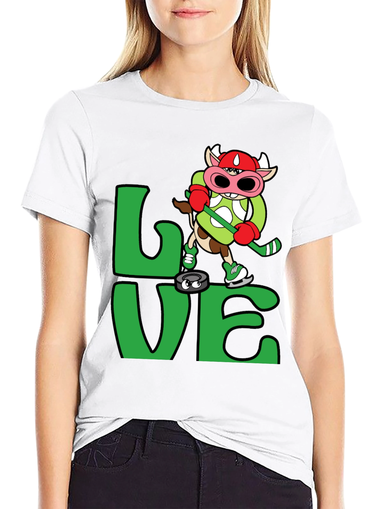 Love Hockey Cow T-Shirt Black