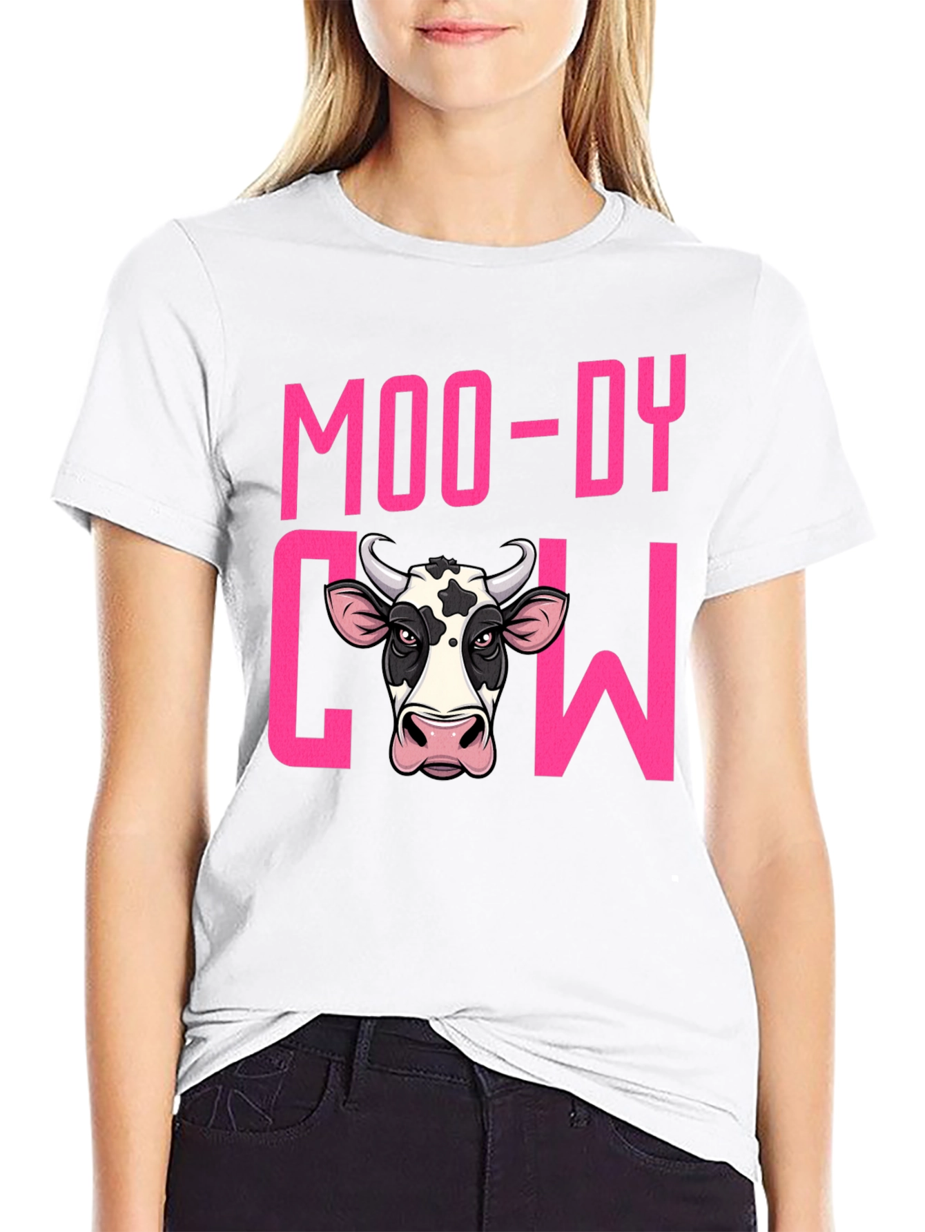 Moody Cow Graphic T-Shirt - Black