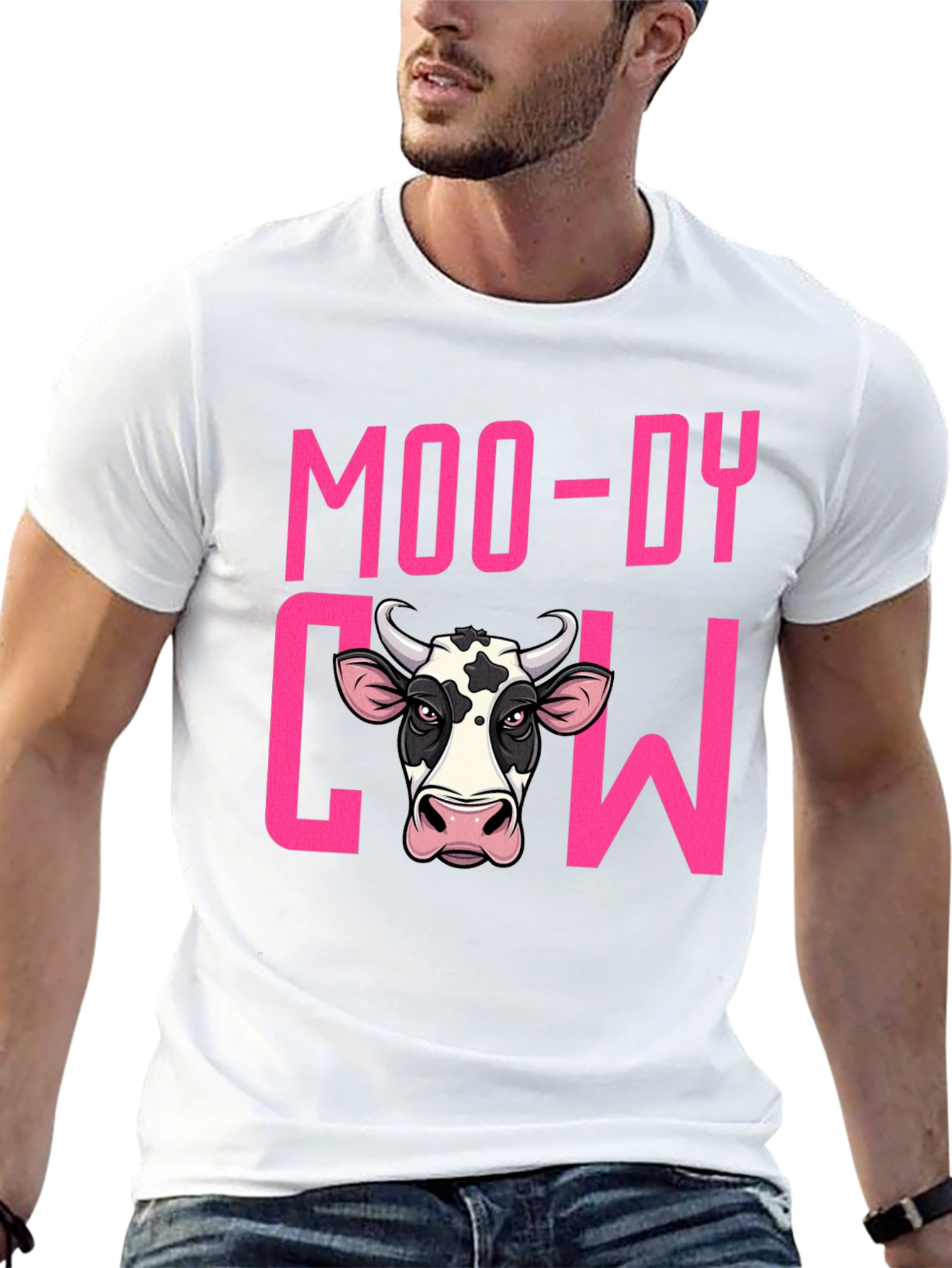 Moody Cow Graphic T-Shirt - Black