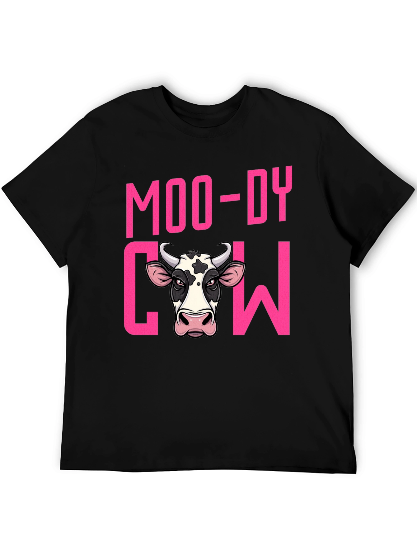 Moody Cow Graphic T-Shirt - Black