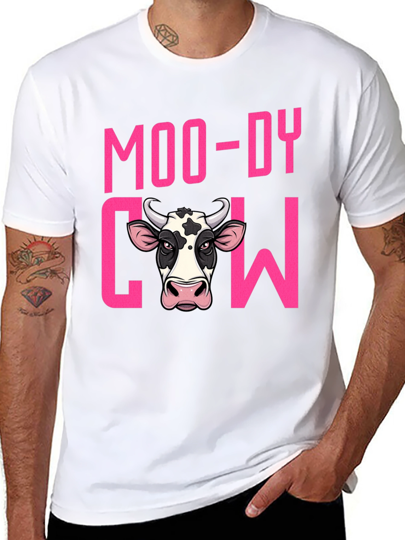 Moody Cow Graphic T-Shirt - Black