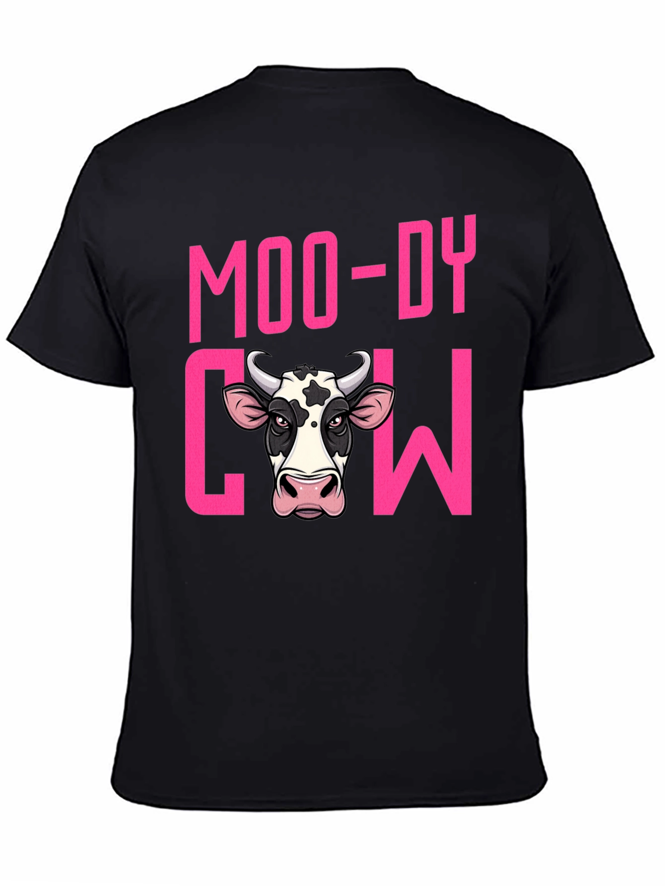 Moody Cow Graphic T-Shirt - Black
