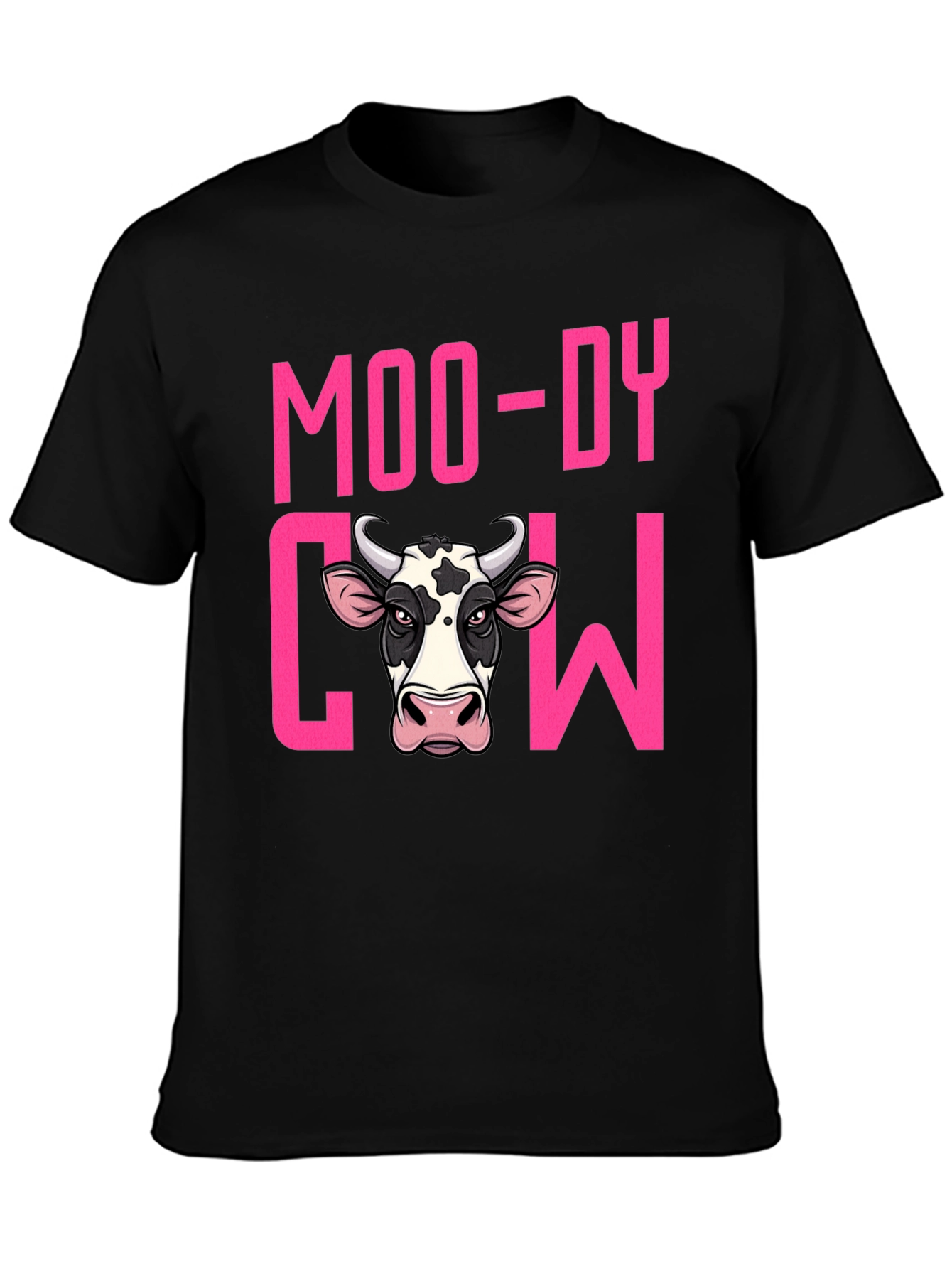Moody Cow Graphic T-Shirt - Black