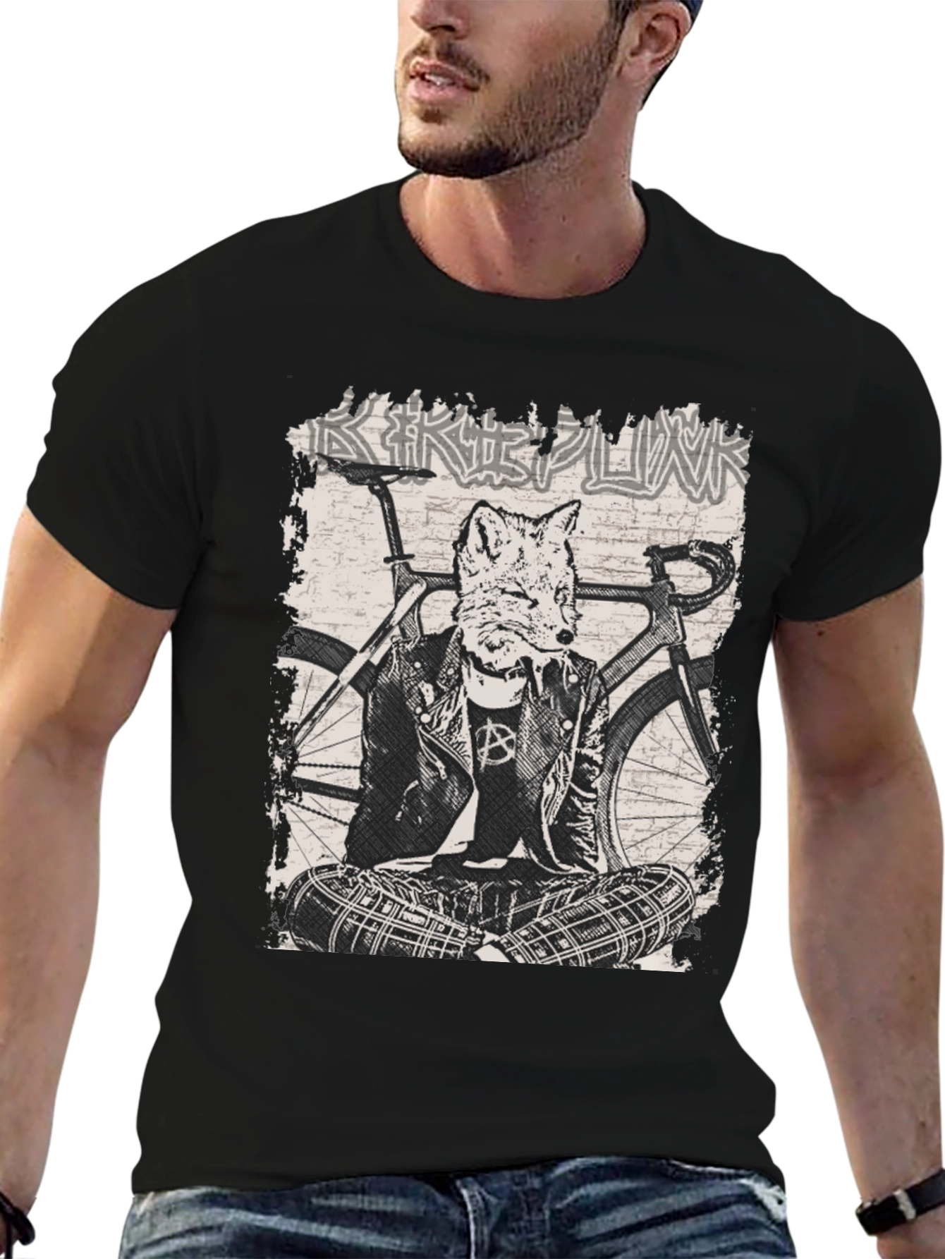 Fox Punk Biker Graphic T-Shirt