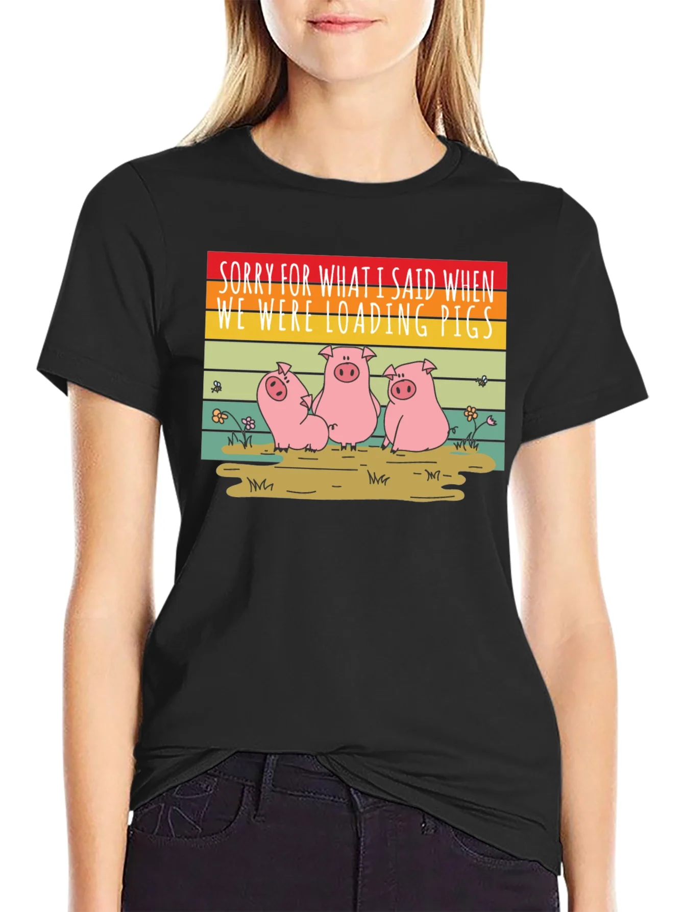 Funny Pig T-Shirt - Sorry Loading Pigs Quote