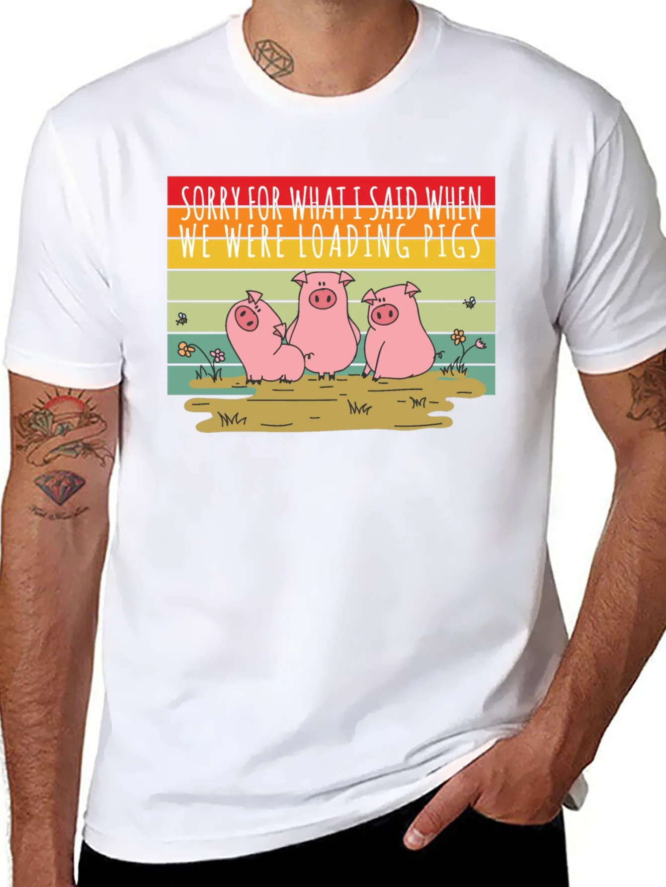 Funny Pig T-Shirt - Sorry Loading Pigs Quote