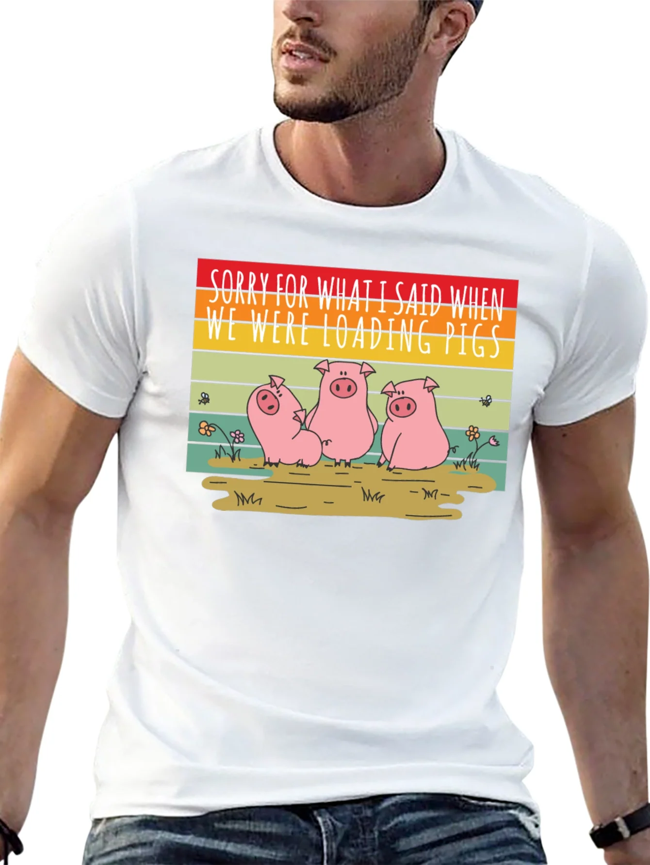 Funny Pig T-Shirt - Sorry Loading Pigs Quote