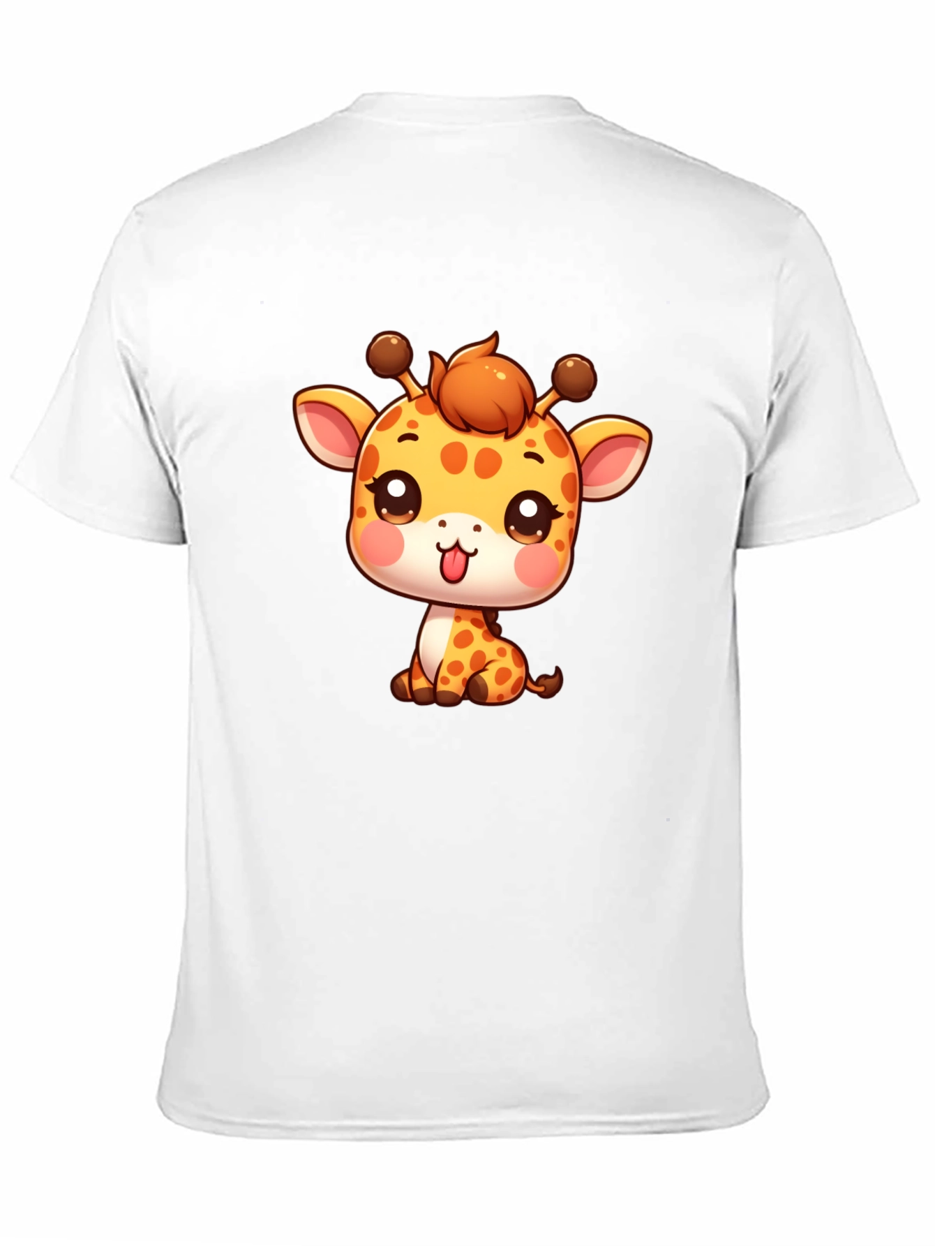 Cute Giraffe Cartoon Black T-Shirt