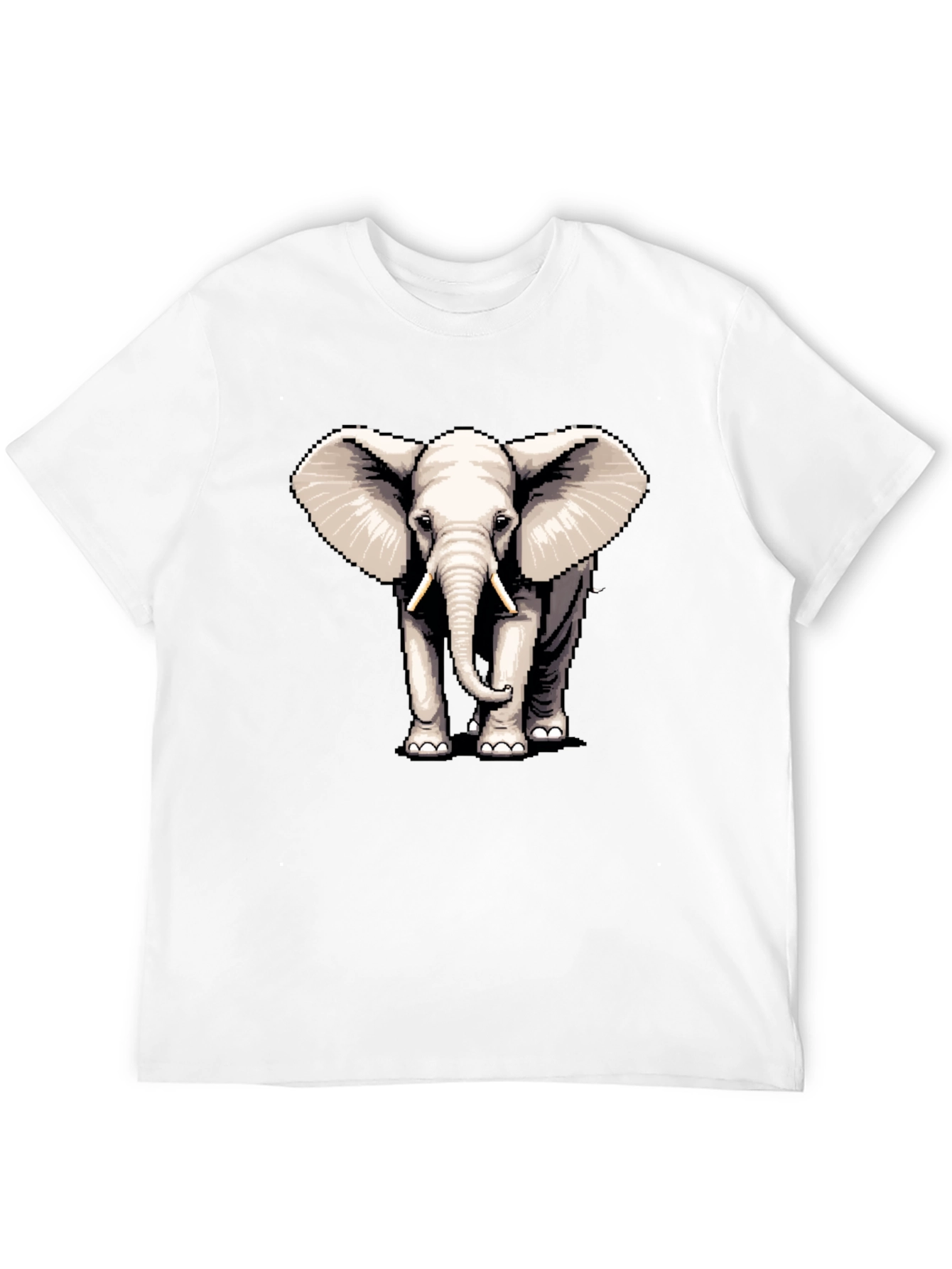 Elephant Pixel Art Black T-Shirt