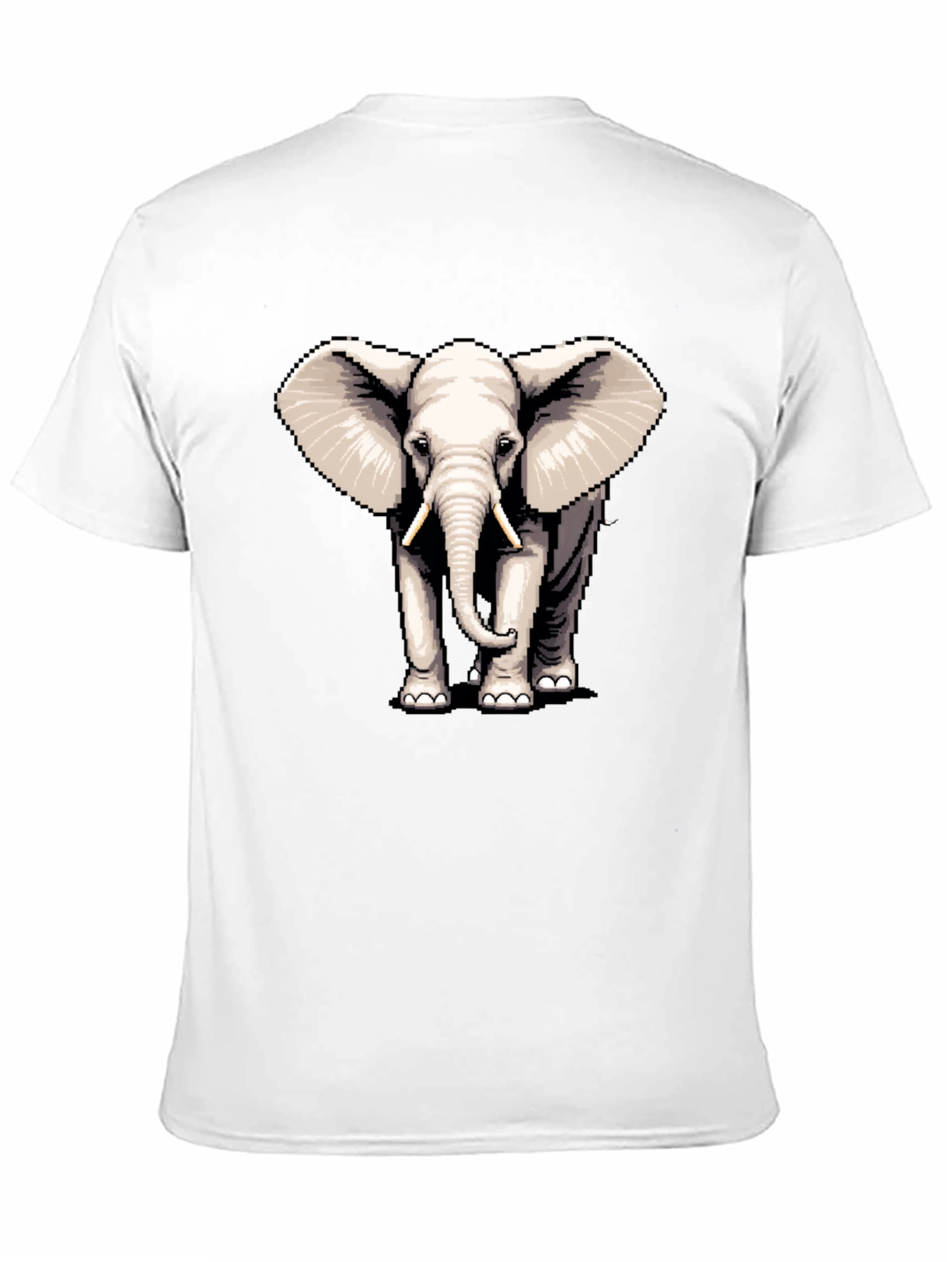 Elephant Pixel Art Black T-Shirt