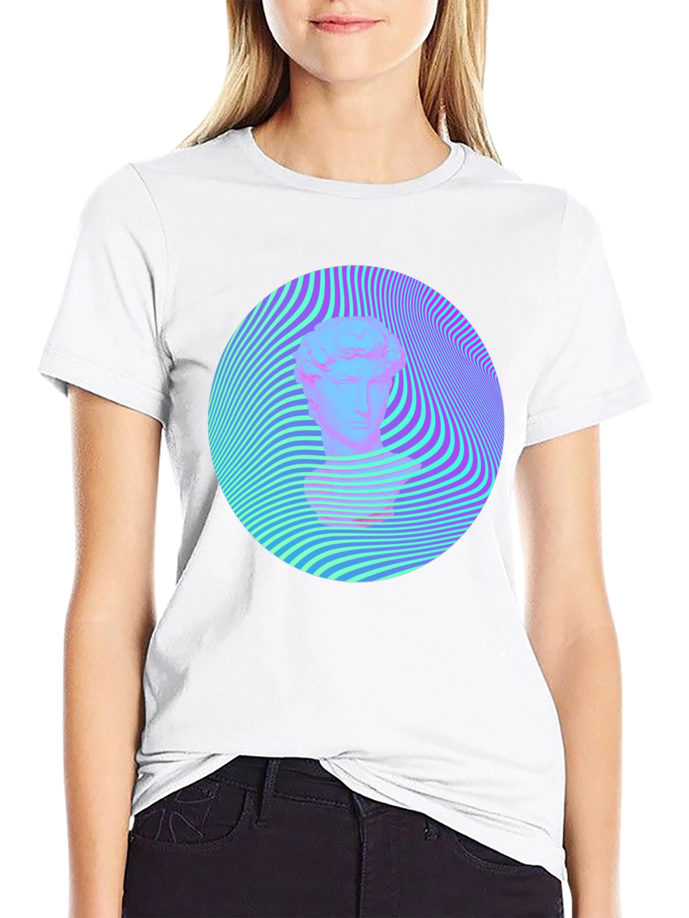 Vaporwave Statue Head Tee - Retro Aesthetic Shirt