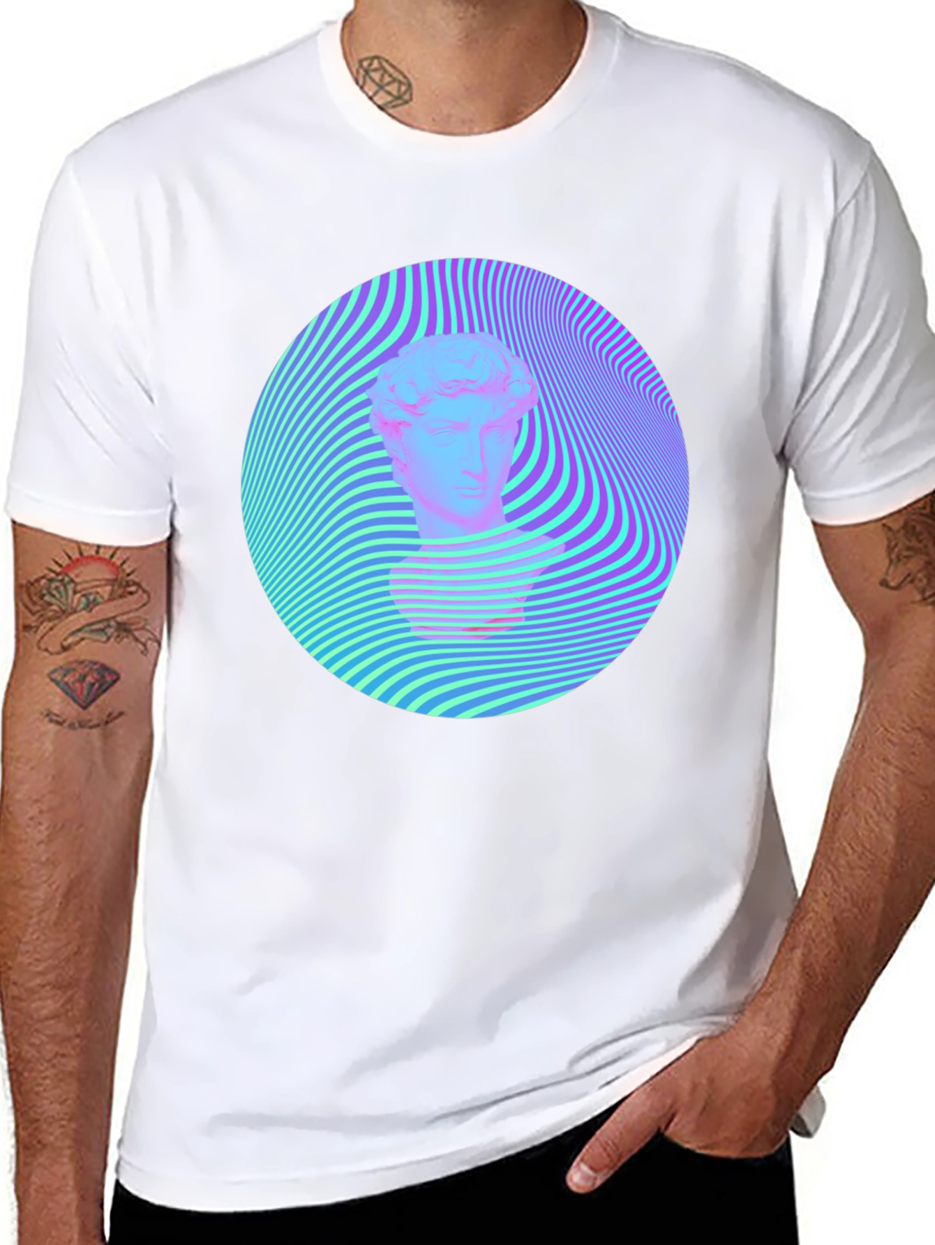 Vaporwave Statue Head Tee - Retro Aesthetic Shirt