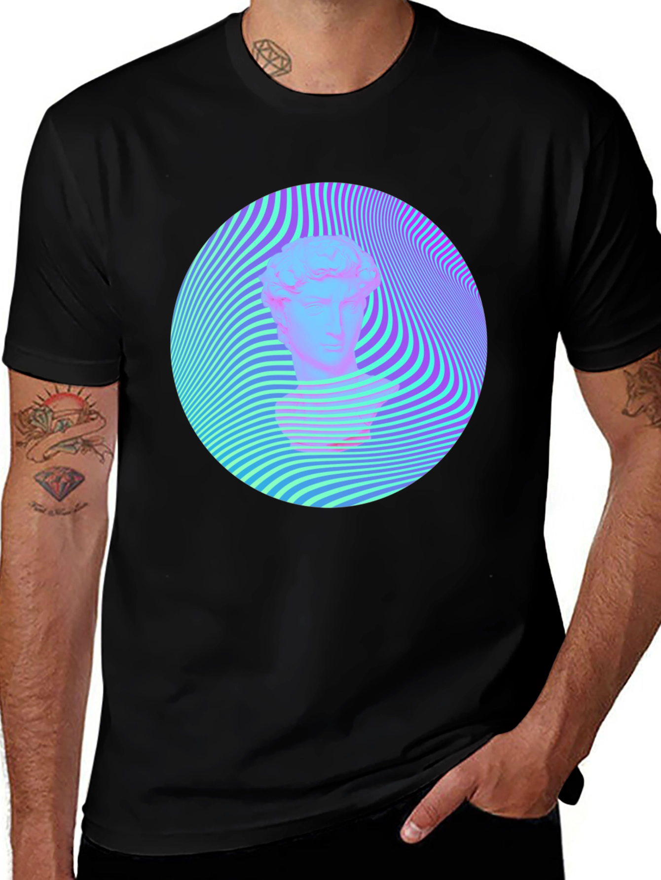 Vaporwave Statue Head Tee - Retro Aesthetic Shirt