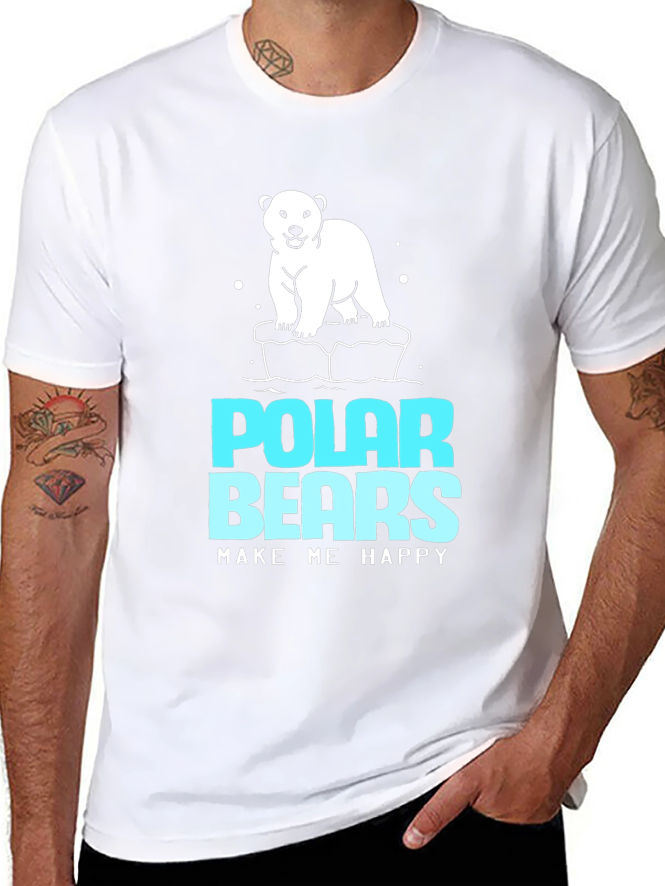 Polar Bears Make Me Happy Black T-Shirt
