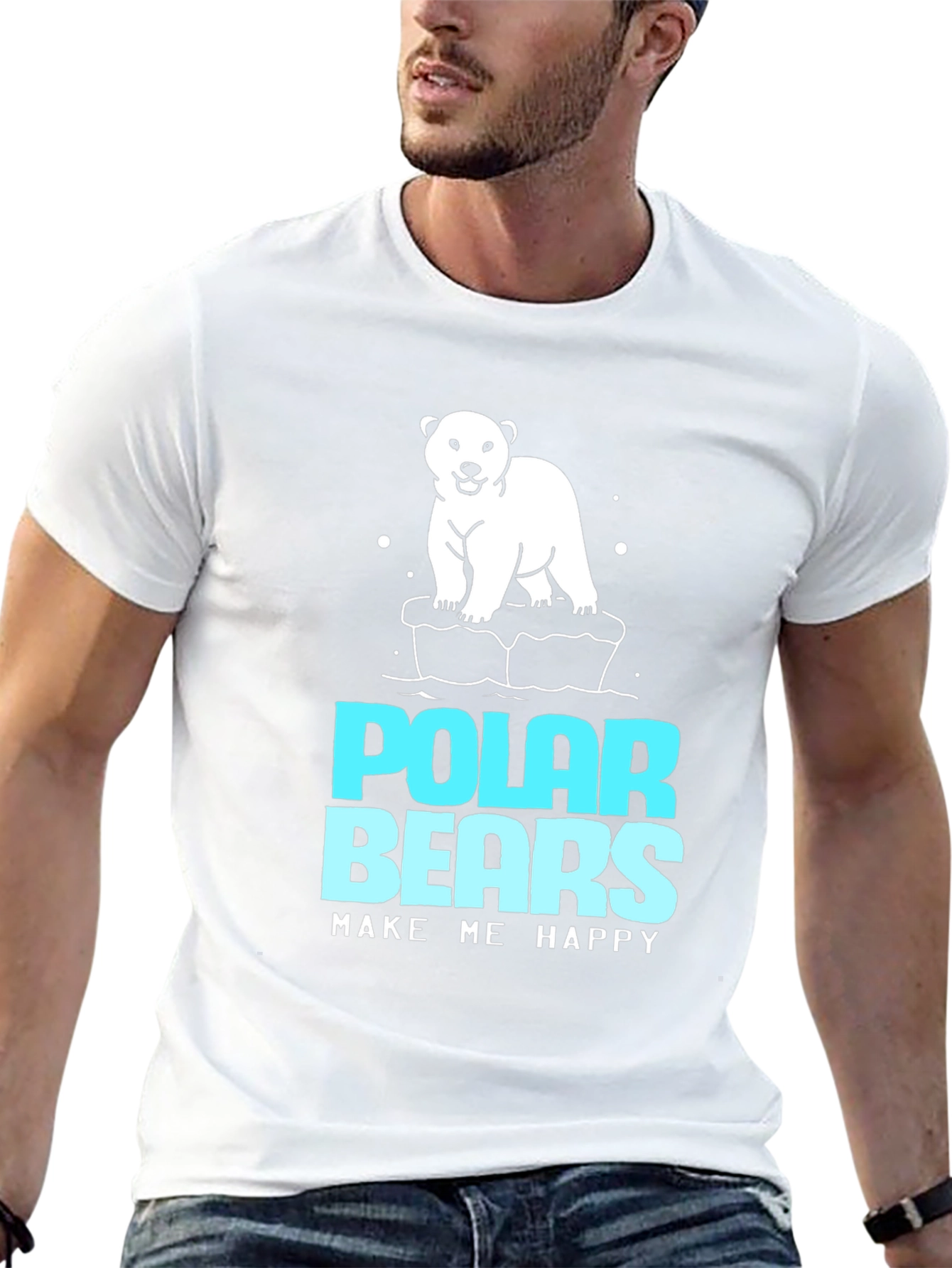 Polar Bears Make Me Happy Black T-Shirt